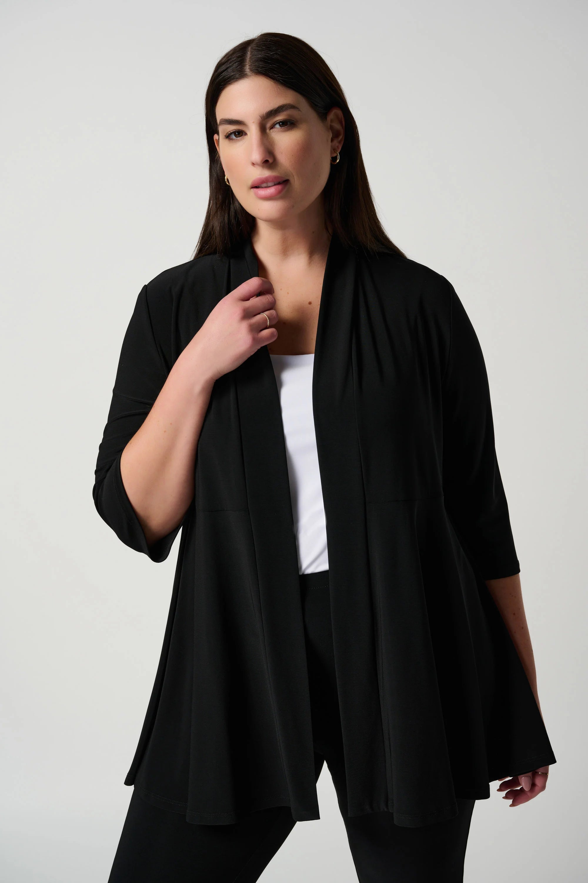 Joseph Ribkoff (201547NOS) Women's 3/4 Sleeve Long Line Over Coat in Black