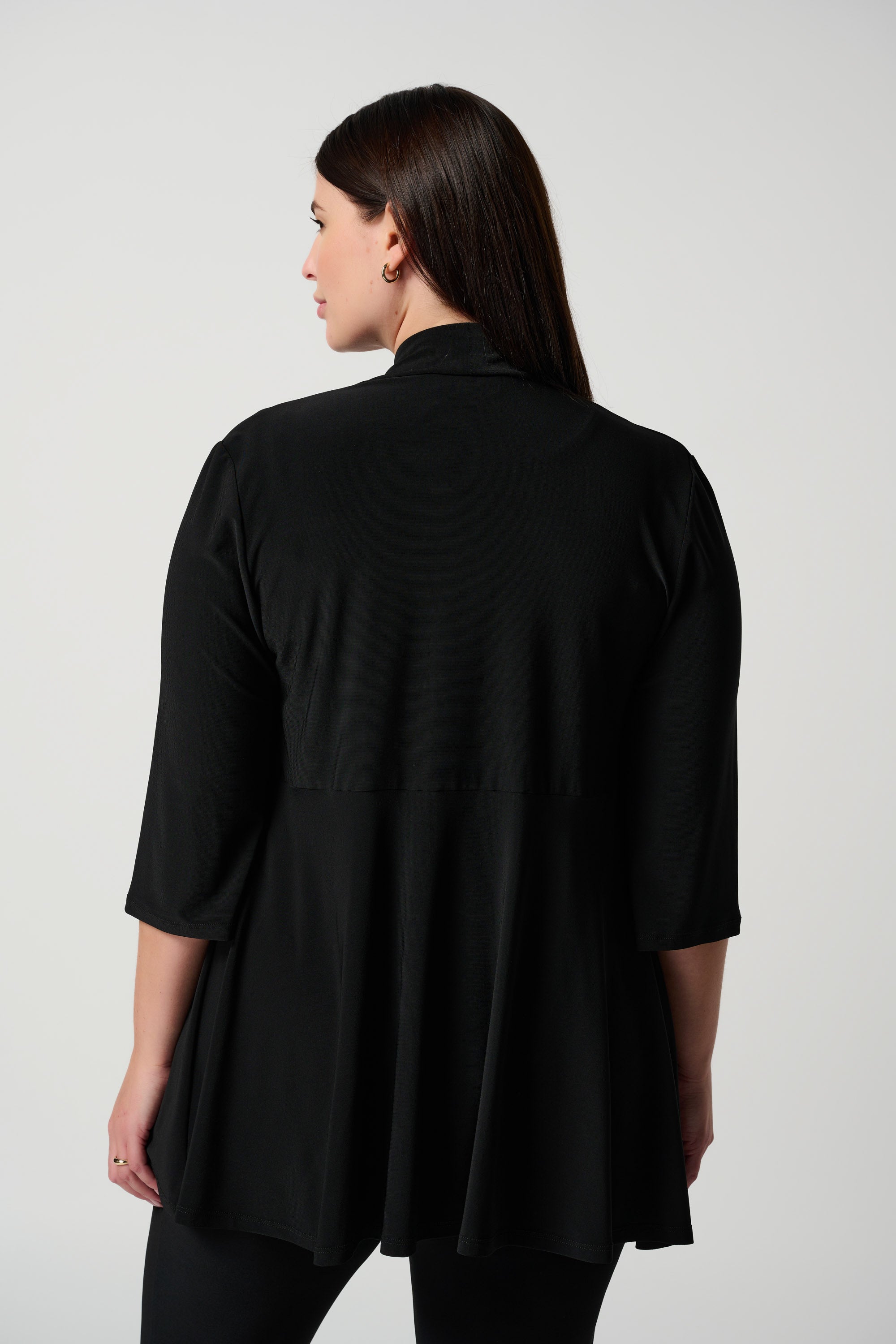 Back view of Joseph Ribkoff (201547NOS) Women's 3/4 Sleeve Long Line Over Coat in Black