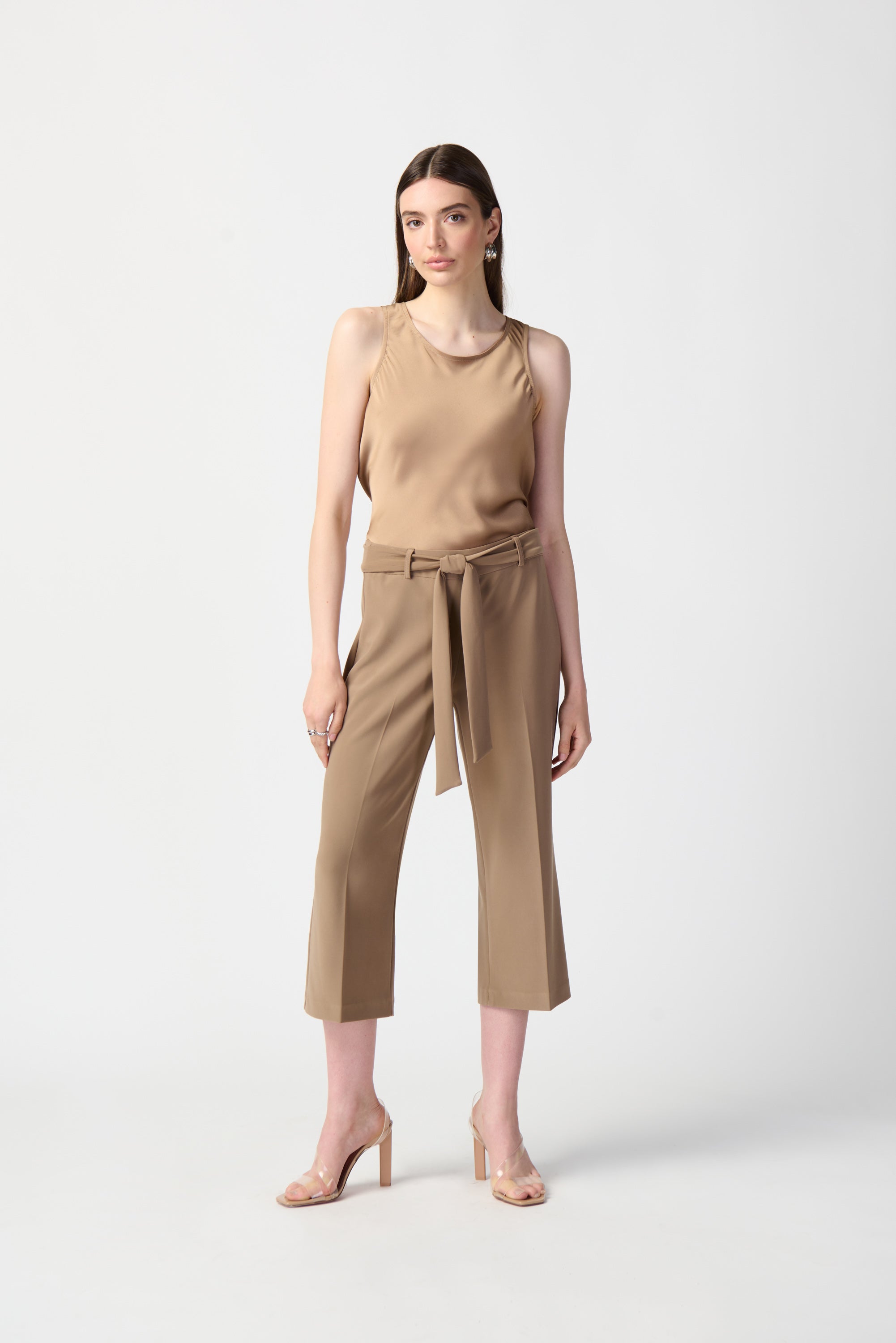 Joseph Ribkoff (241071) Women's Bonded Silky Knit, Cropped Pull On Culotte Pants in Tigereye Brown