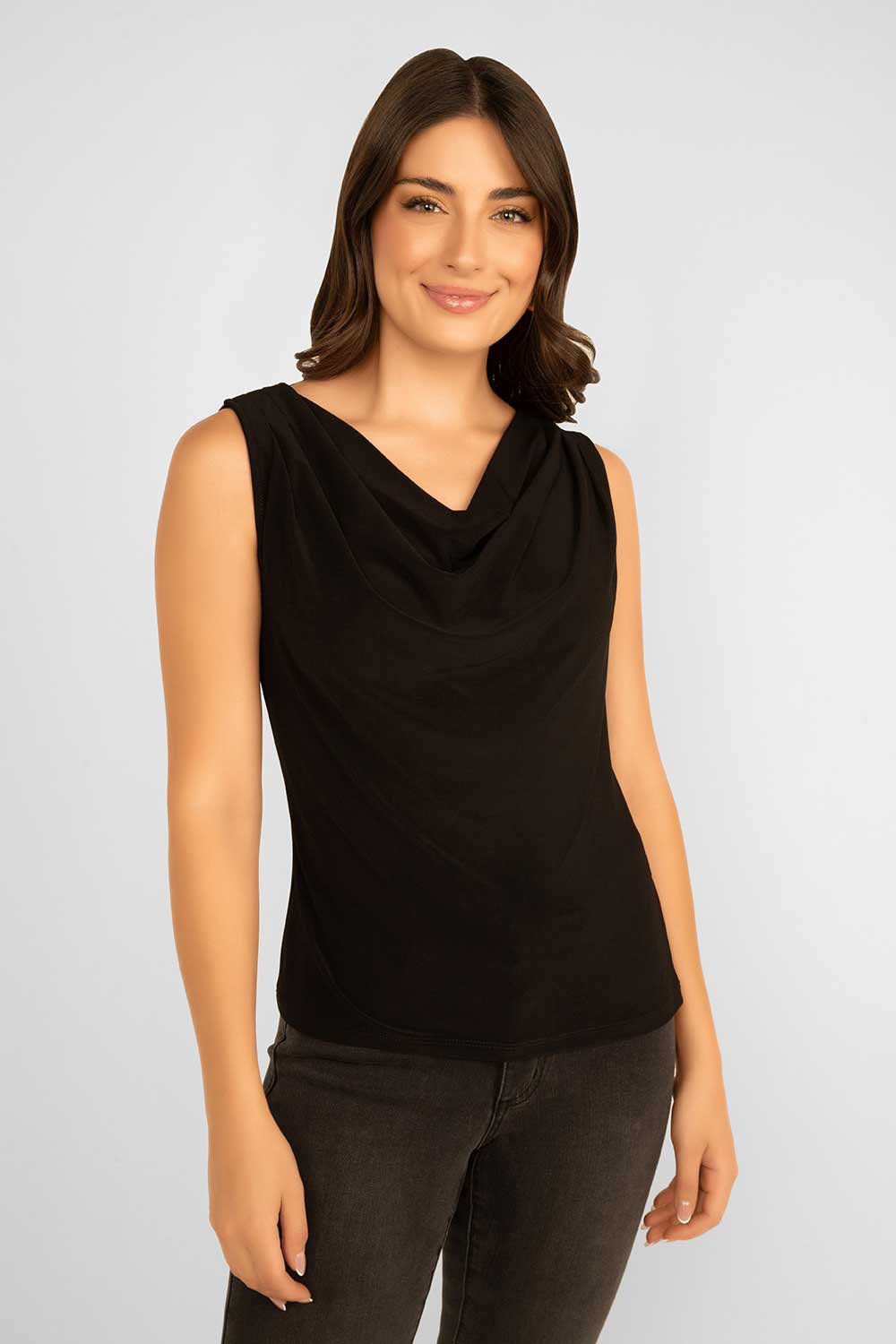 Women's Clothing FRANK LYMAN (233019) Cowl Neck Tank Top in BLACK