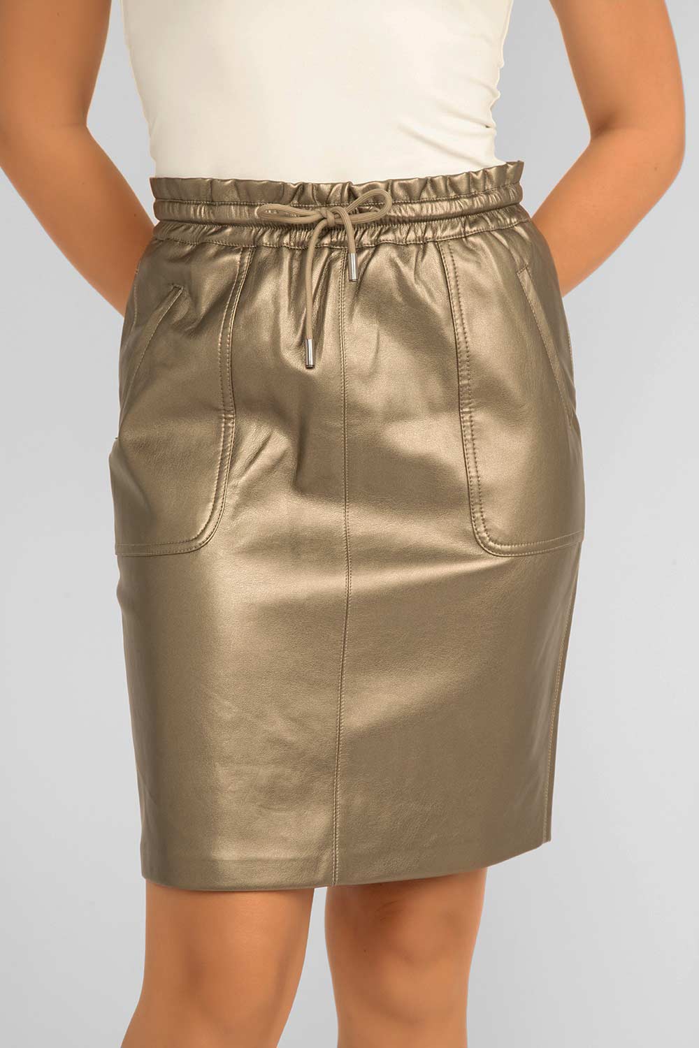Women's Clothing ESQUALO (F2311510) Faux Leather Skirt in SOFTGOLD