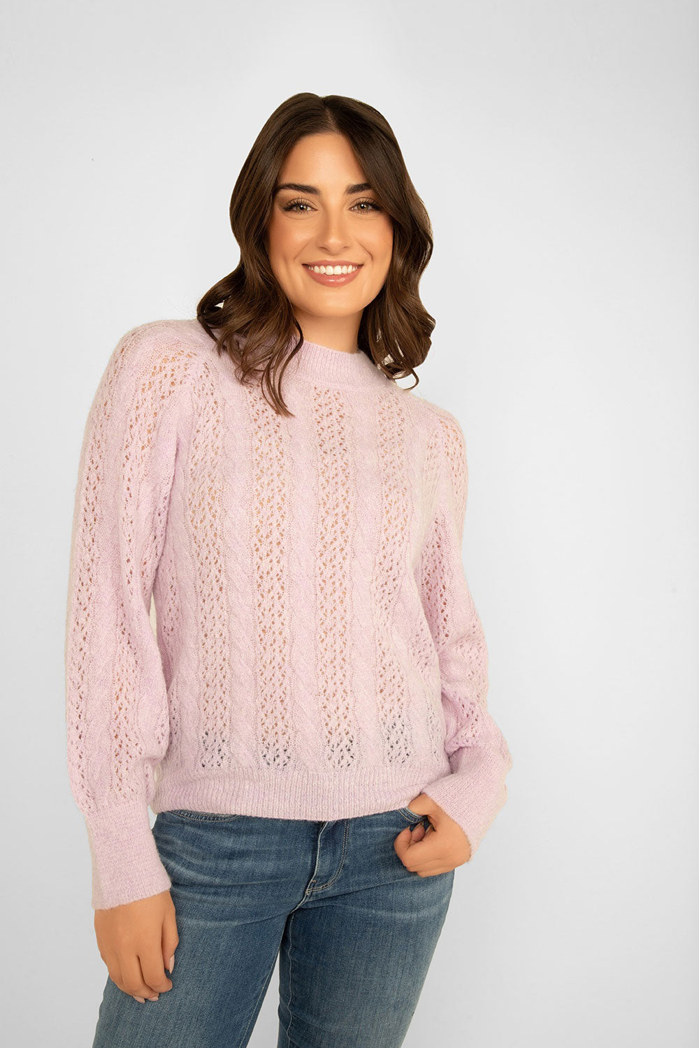 Women's Clothing ESQUALO (F2331500) Lightweight Cable Knit Sweater in LILAC