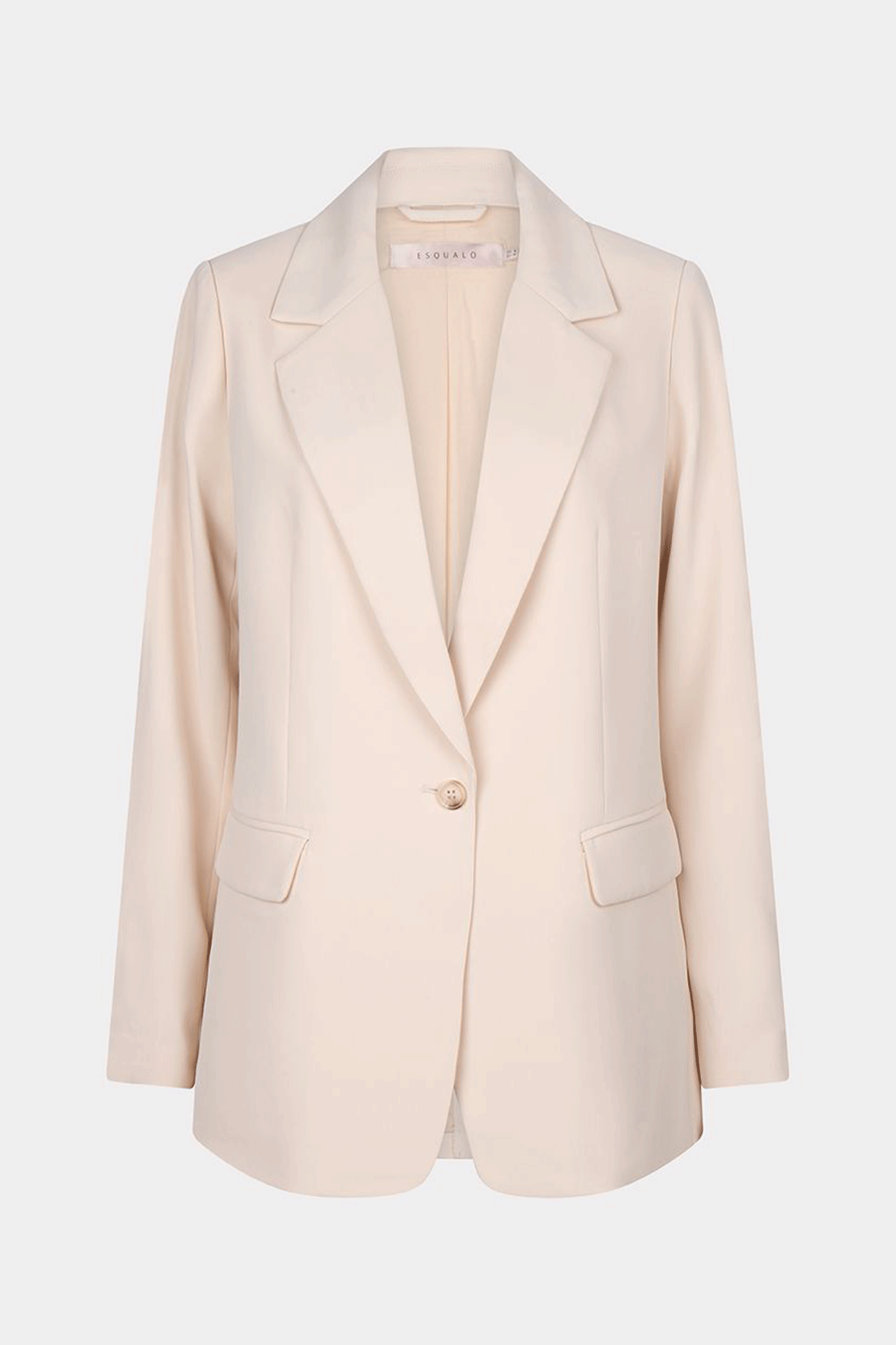 Esqualo (SP2410022) Women's Long Sleeve Tailored Blazer with Notch Collar, Single Button Close, and Front Pockets in Sand Beige
