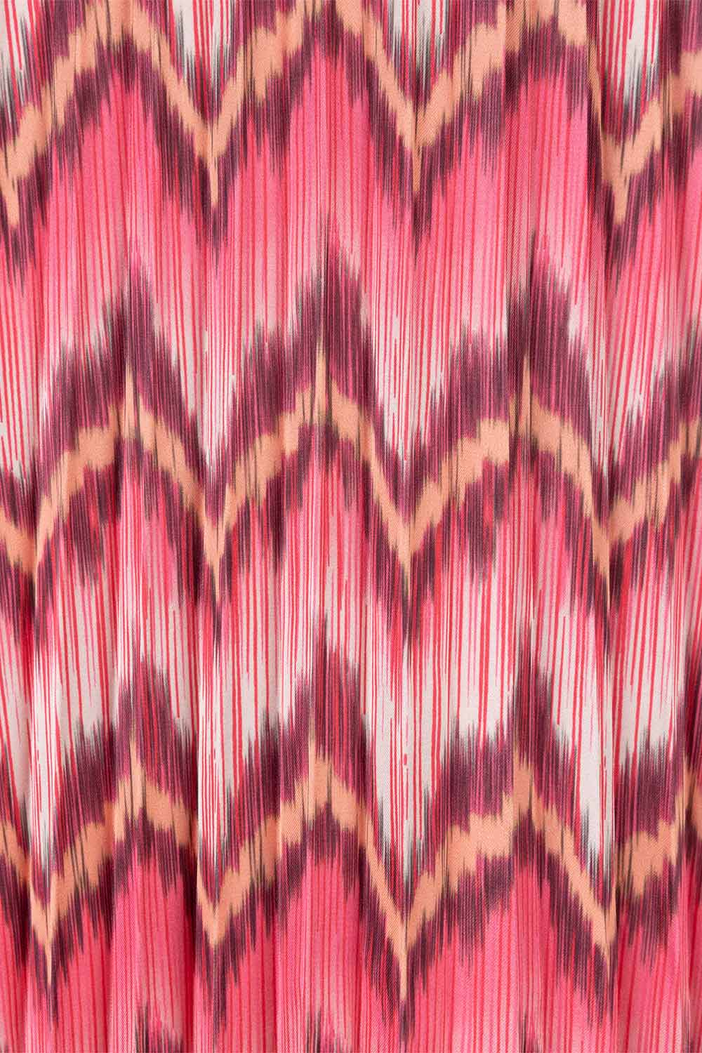 Print close up of Esqualo (SP2414006) Pink ZigZag Stripe Print, Pleated Midi Skirt