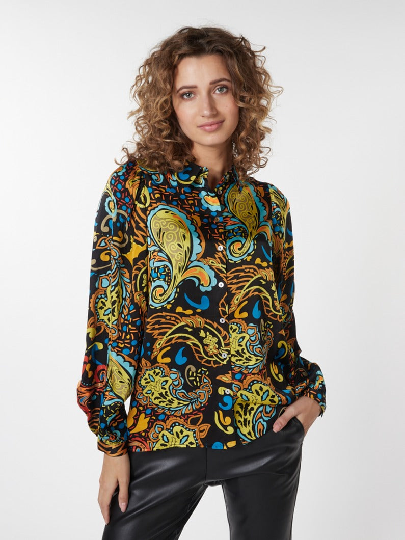 Women's Clothing ESQUALO (W2315709) Paisley Button Up Blouse in PRINT