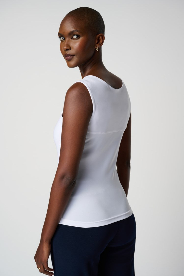 Back of Joseph Ribkoff (143132NOS) Women's Classic Square Neck Cami - The Essentials in White