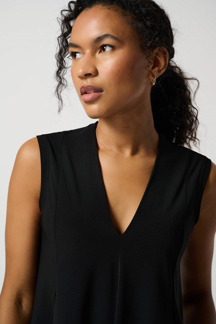 Joseph Ribkoff (161060NOS) Women's Sleeveless Asymmetric V-Neck Tunic - The Essentials in Black