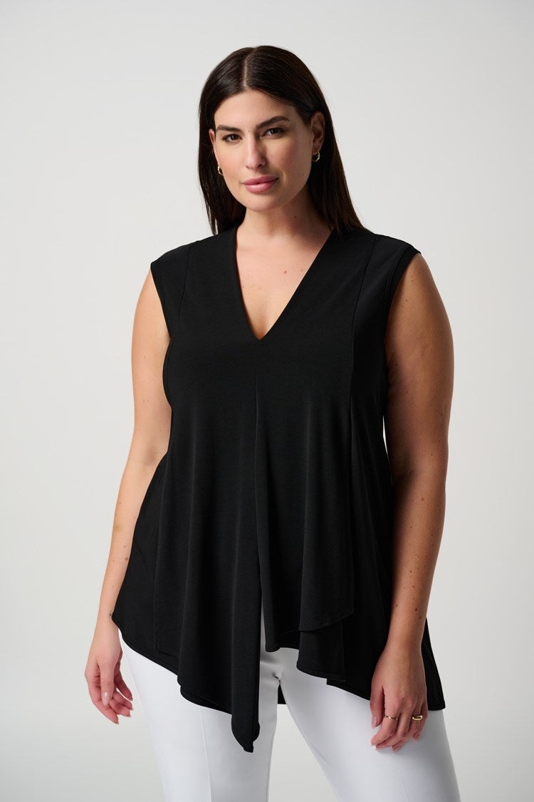 Sleeveless Asymmetric V-Neck Tunic - The Essentials