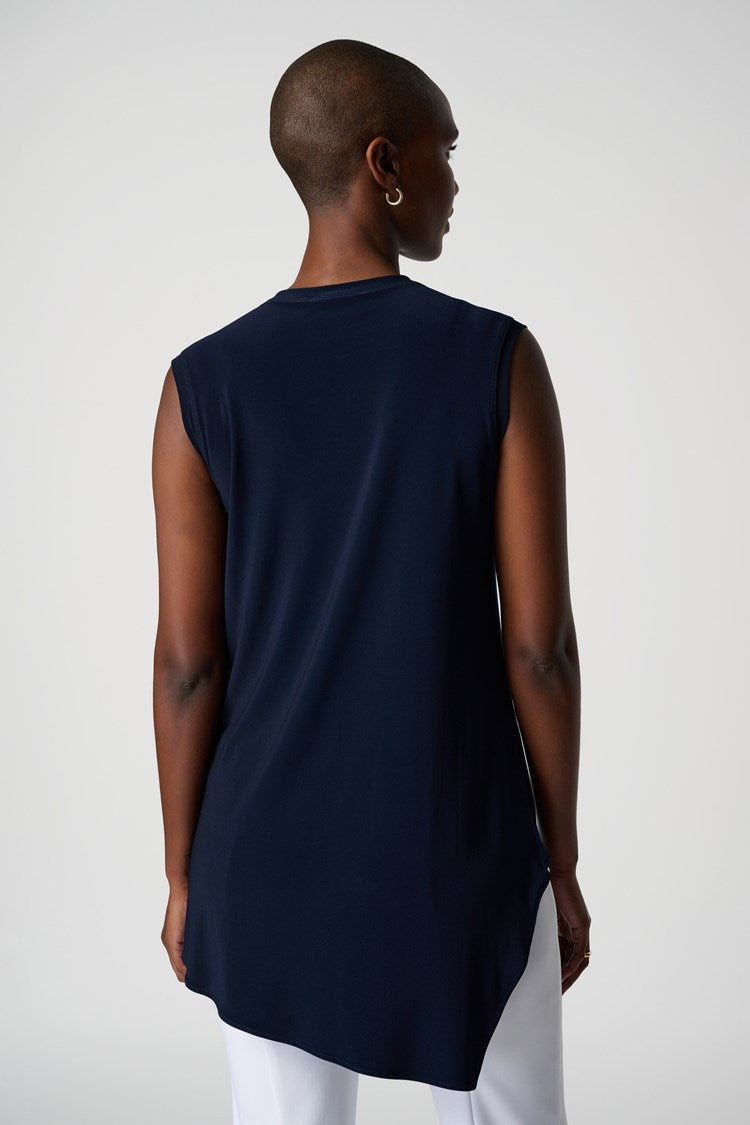 Joseph Ribkoff (161060NOS) Women's Sleeveless Asymmetric V-Neck Tunic - The Essentials in Midnight Blue