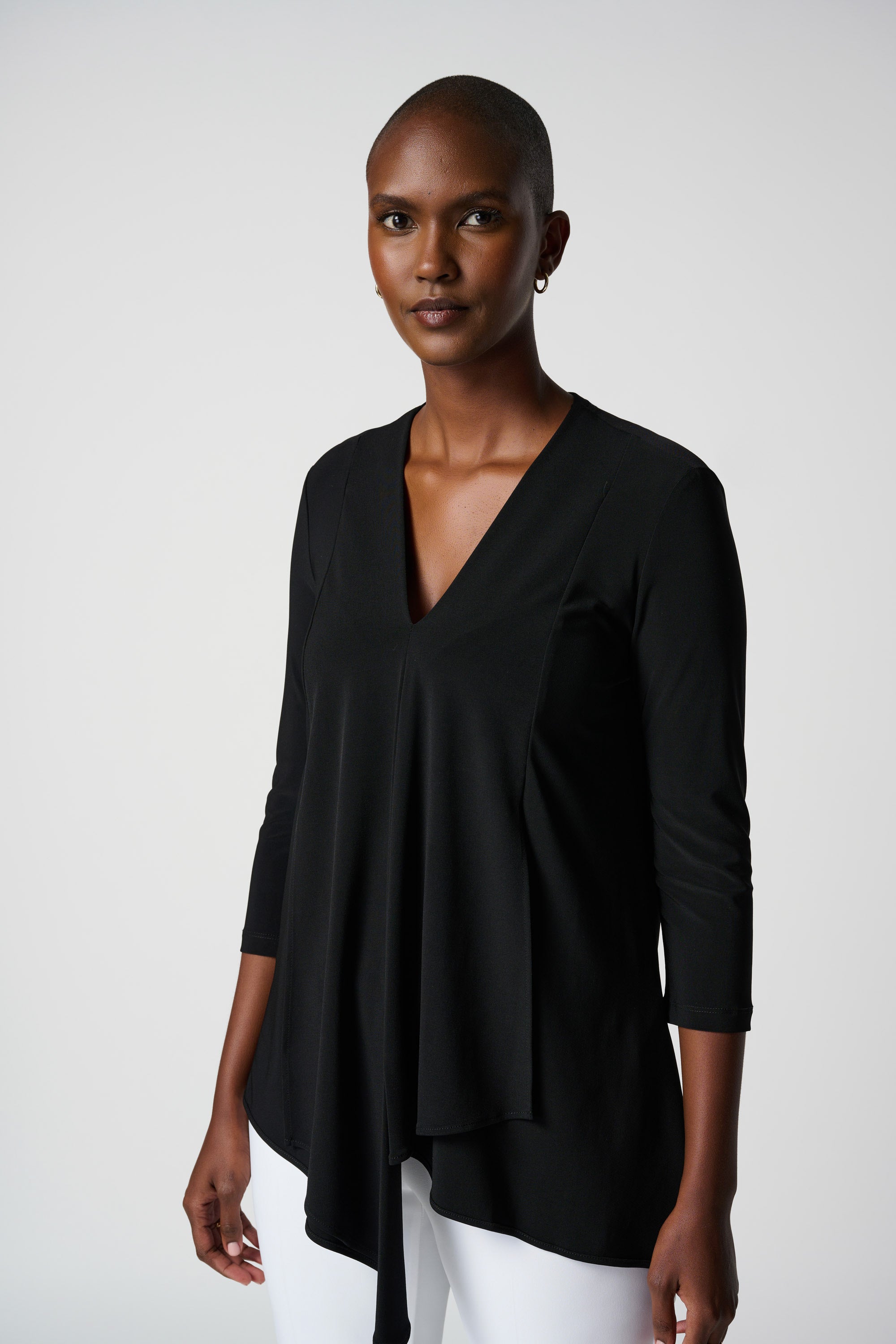 Joseph RIbkoff (161066NOS) Women's 3/4 Sleeve V-neck Tunic with Asymmetrical Hem in Black