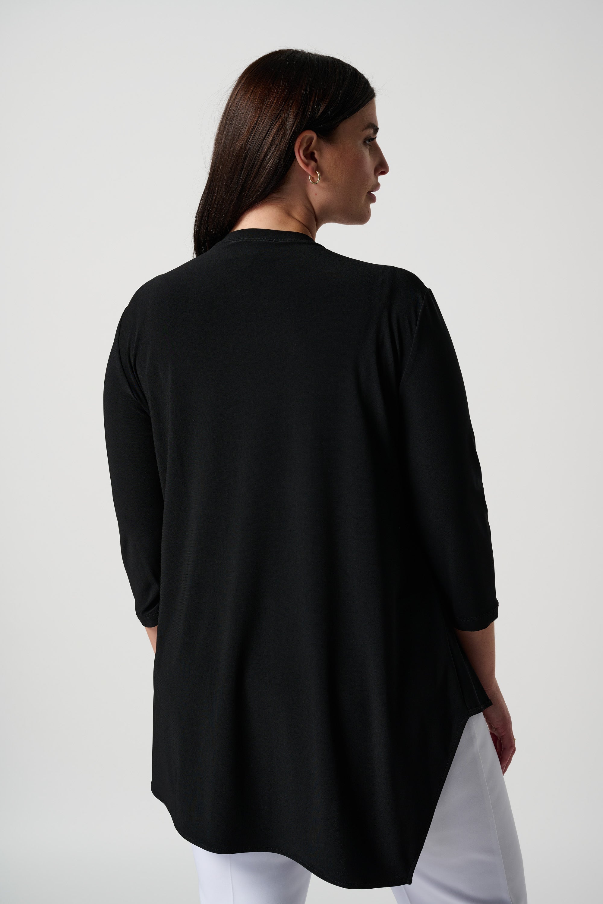 Back view of Joseph RIbkoff (161066NOS) Women's 3/4 Sleeve V-neck Tunic with Asymmetrical Hem in Black