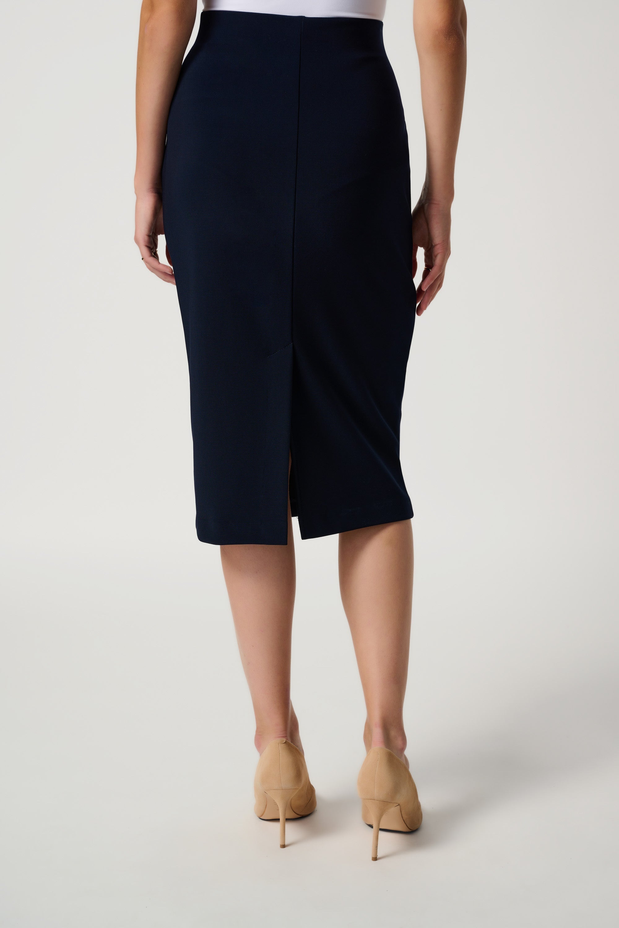 Back view of Joseph Ribkoff (163083NOS) Classic Long Pencil Skirt in Navy Blue