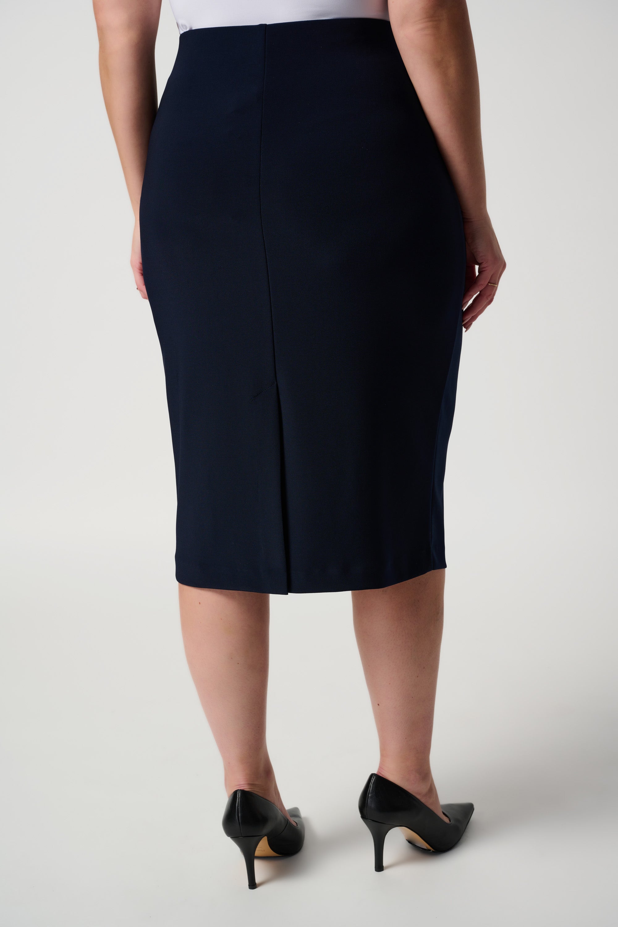 Back view of Joseph Ribkoff (163083NOS) Classic Long Pencil Skirt in Navy Blue