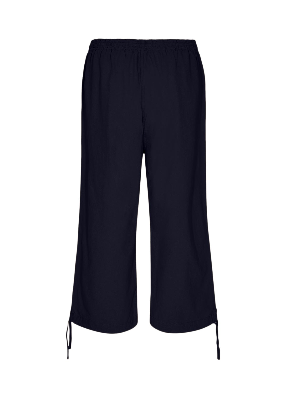 Soya Concept (17193-T3) Women's Textured Cotton Pull On Cropped Pants with pocket and tied hems in Navy