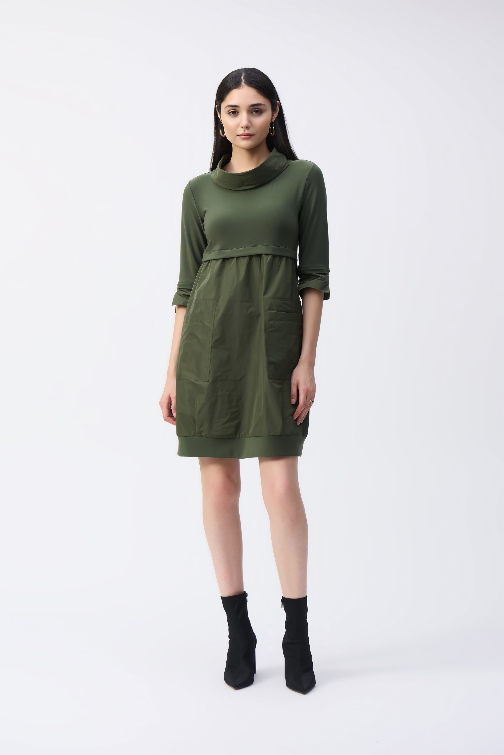 Joseph Ribkoff  (173444F24) Knee Length 3/4 Sleeve Cocoon Dress in Iguana Green