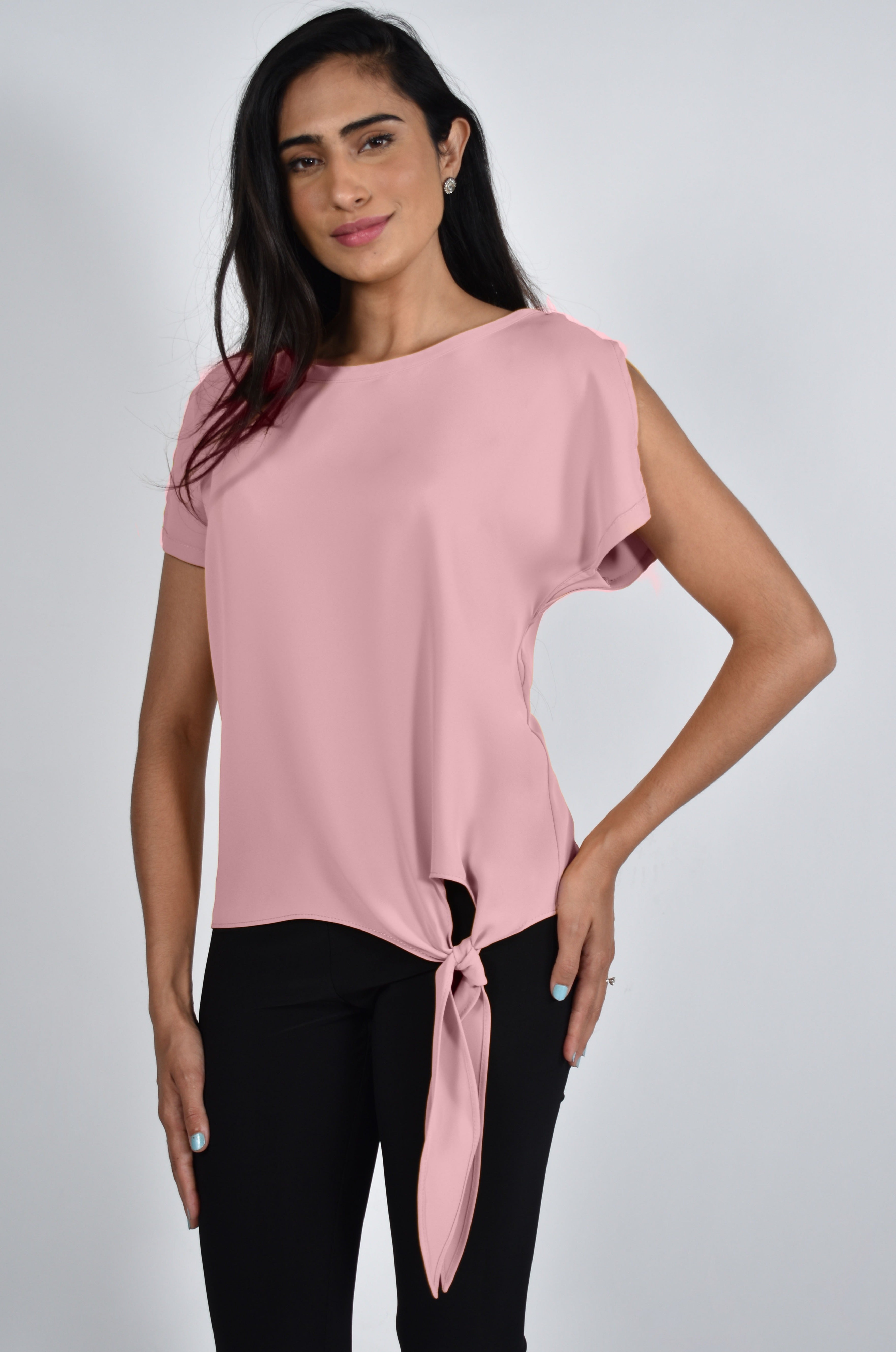 Women's Clothing FRANK LYMAN (181224) Short Sleeve Top with Side Tie in BLUSH