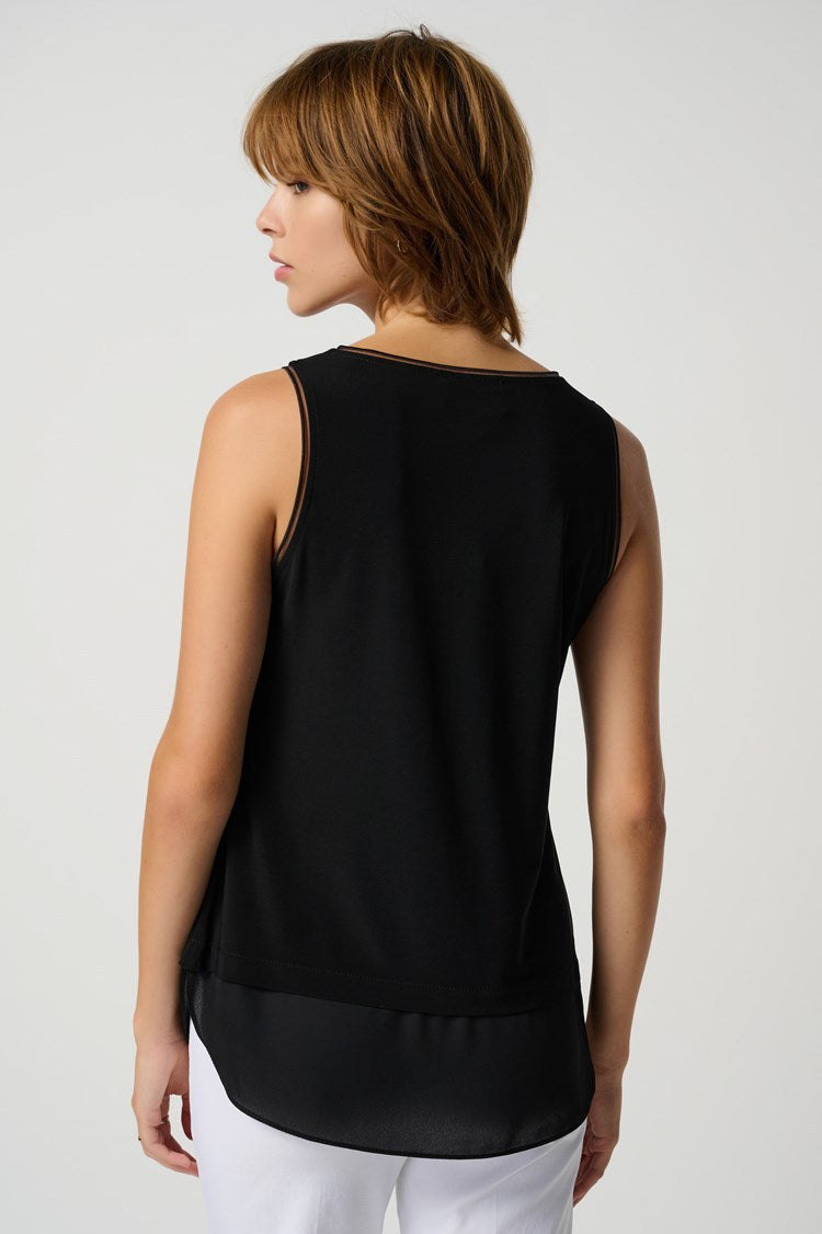 Back view of Joseph Ribkoff (183126NOS) Women's S;eeveles Layer Hem Cami - The Essentials in Black