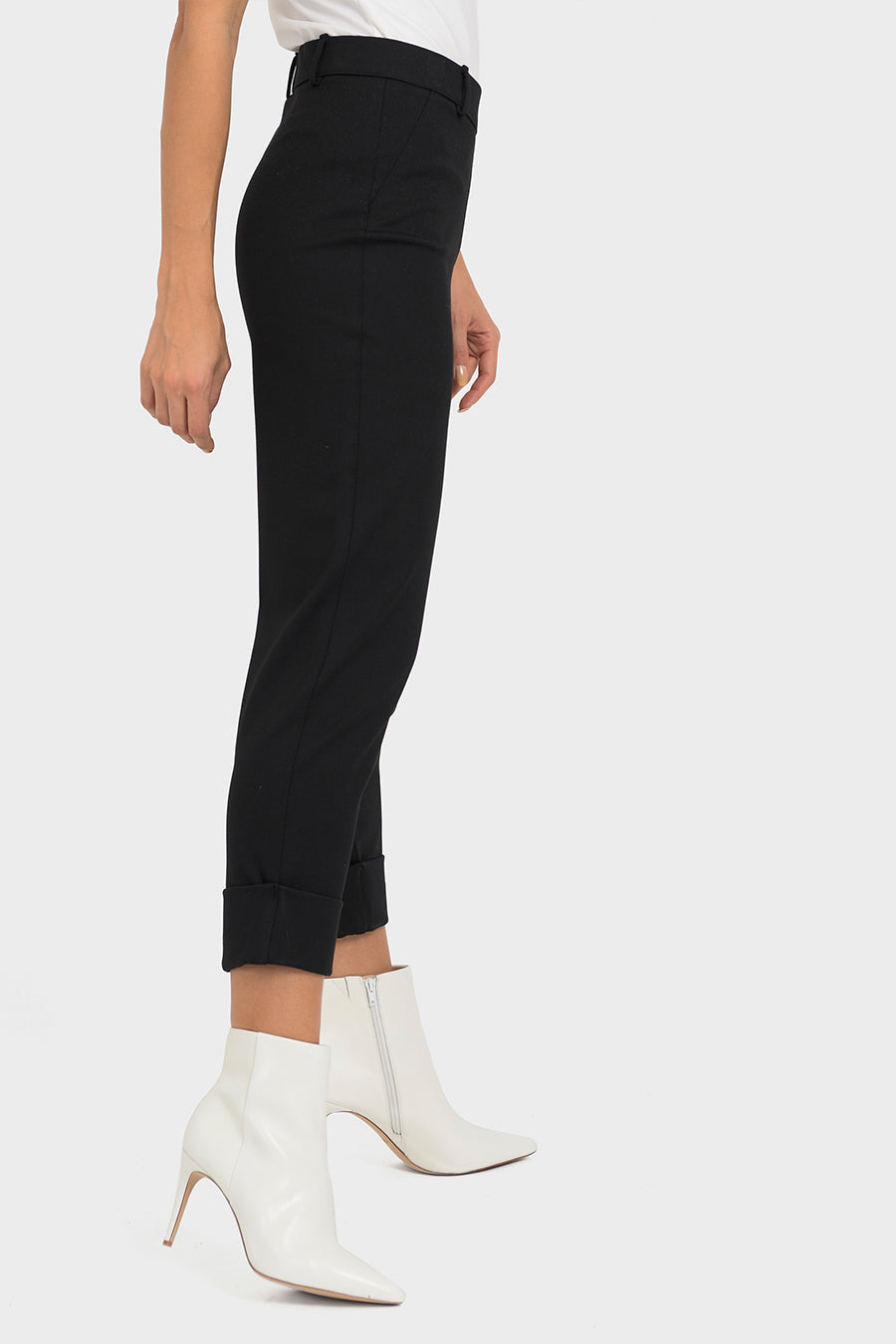 Cropped Pants With Cuffed Hem