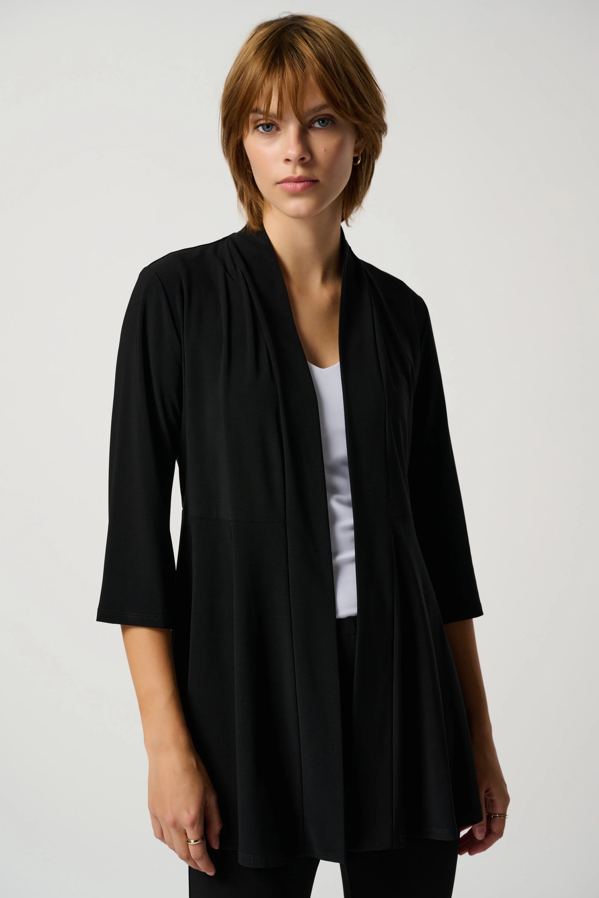 Joseph Ribkoff (201547NOS) Women's 3/4 Sleeve Long Line Over Coat in Black