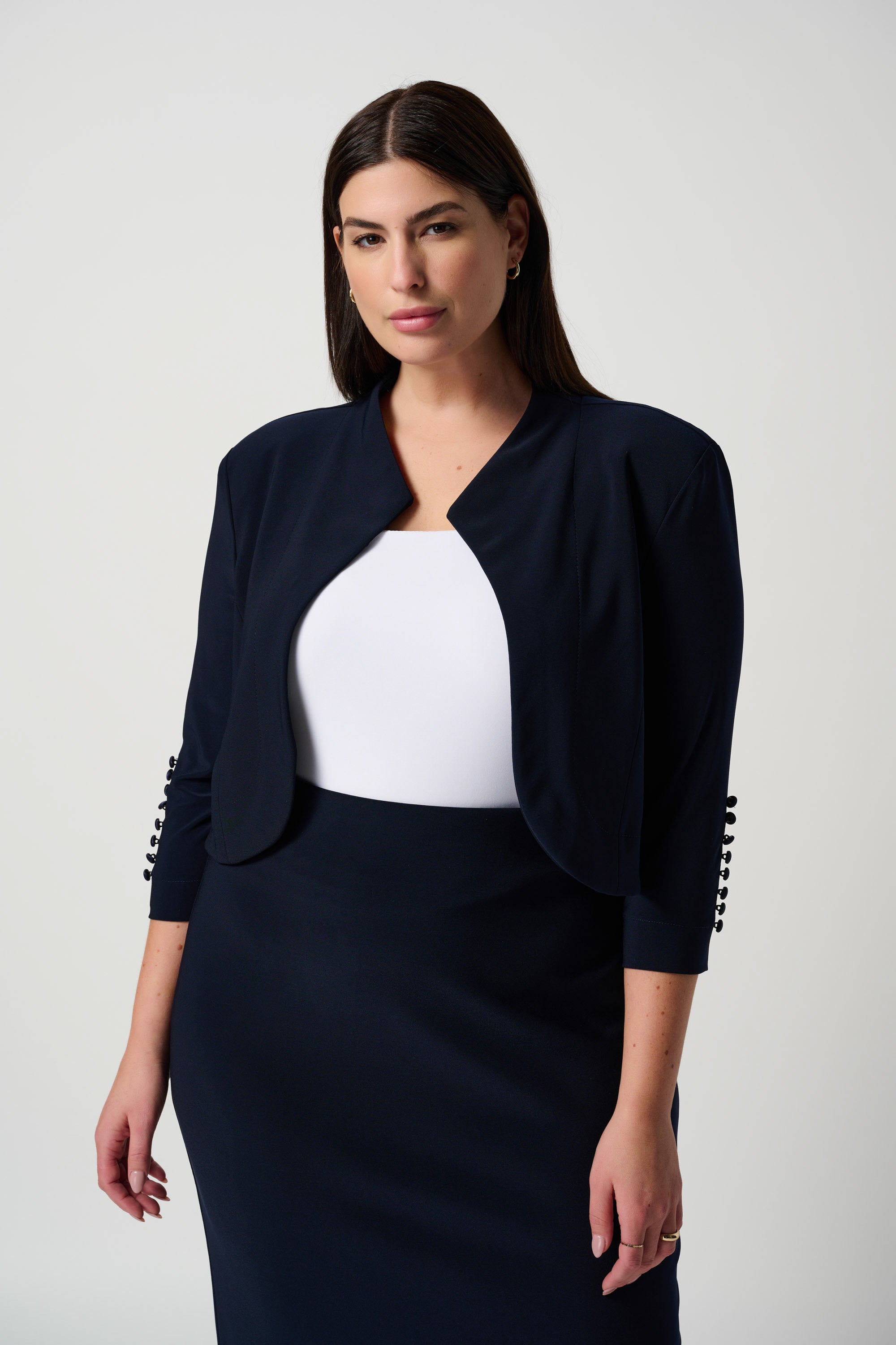  Joseph Ribkoff (213707NOS) Women's 3/4 Sleeve Classic Bolero Jacket in Midnight Blue