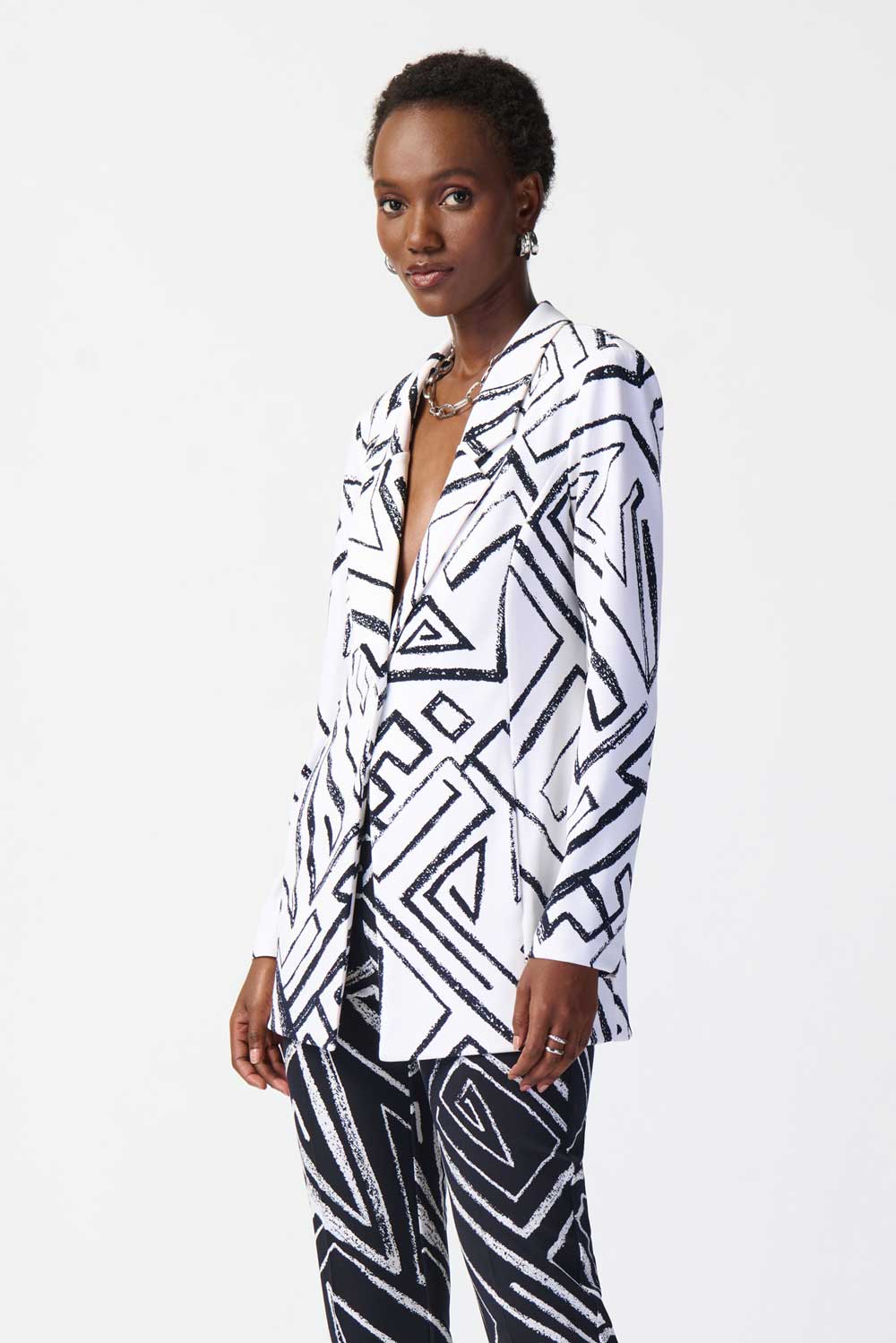 Abstract Print Longline Blazer