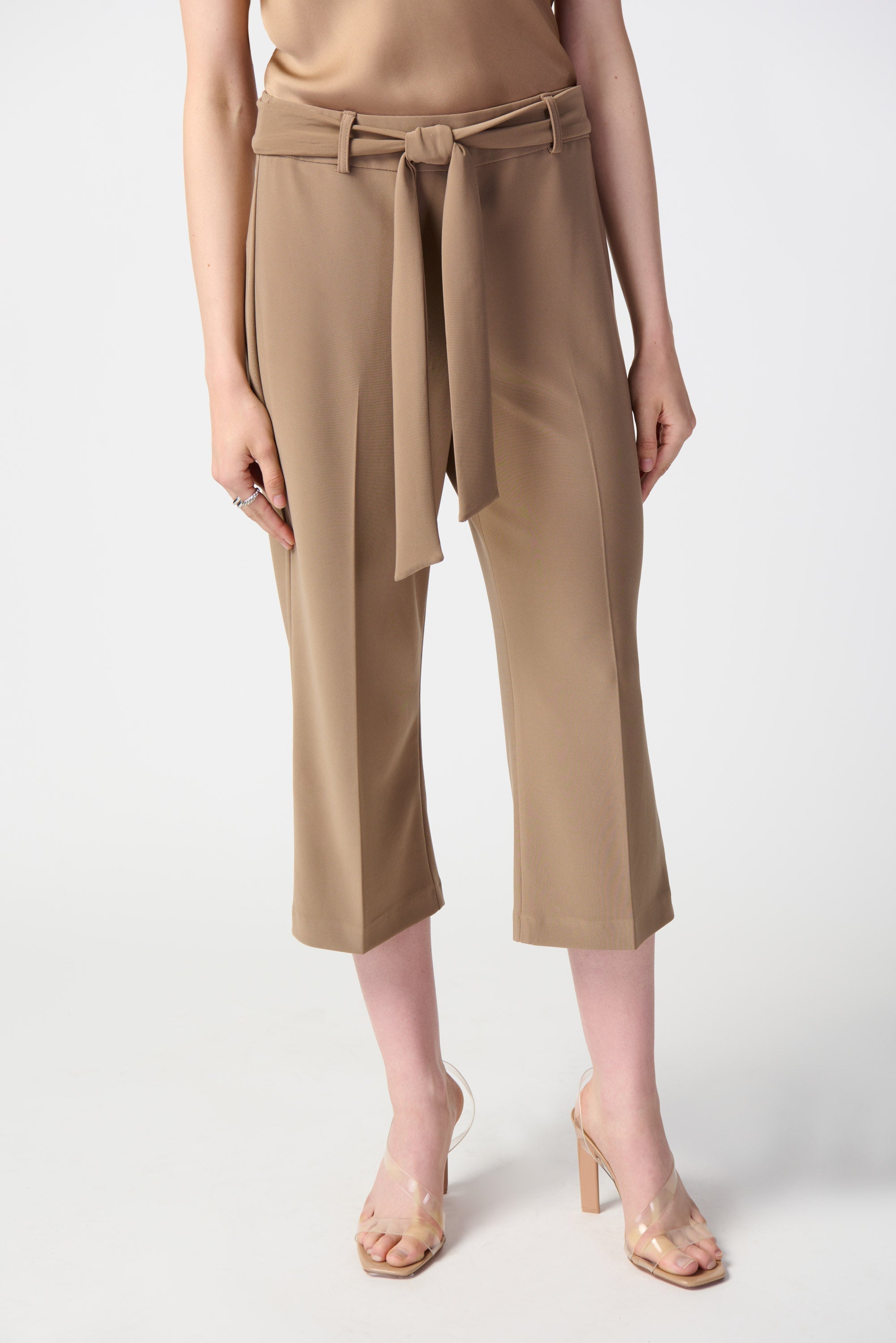 Joseph Ribkoff (241071) Women's Bonded Silky Knit, Cropped Pull On Culotte Pants in Tigereye Brown