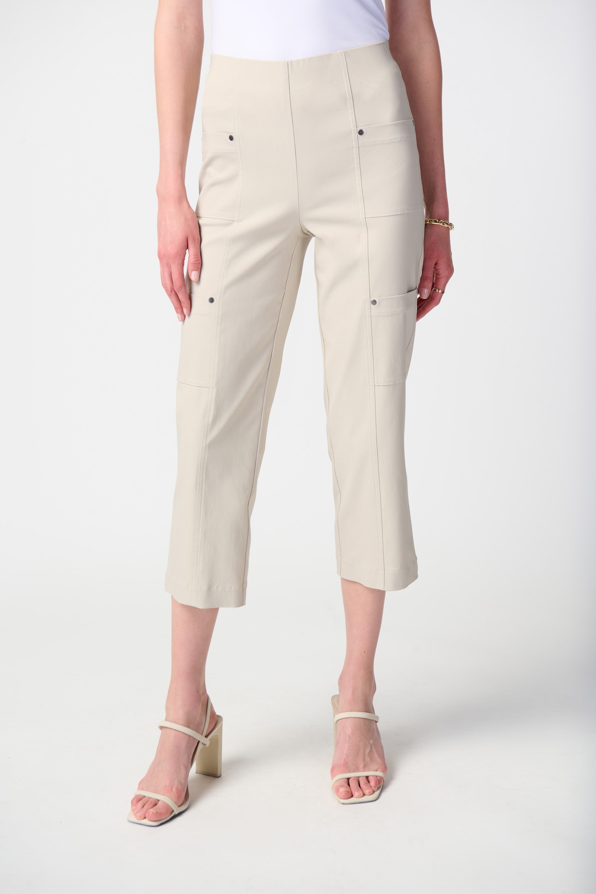 Joseph Ribkoff (241163) Women's Millennium Cropped Pull On Pants With Patch Pockets in Moonstone Beige