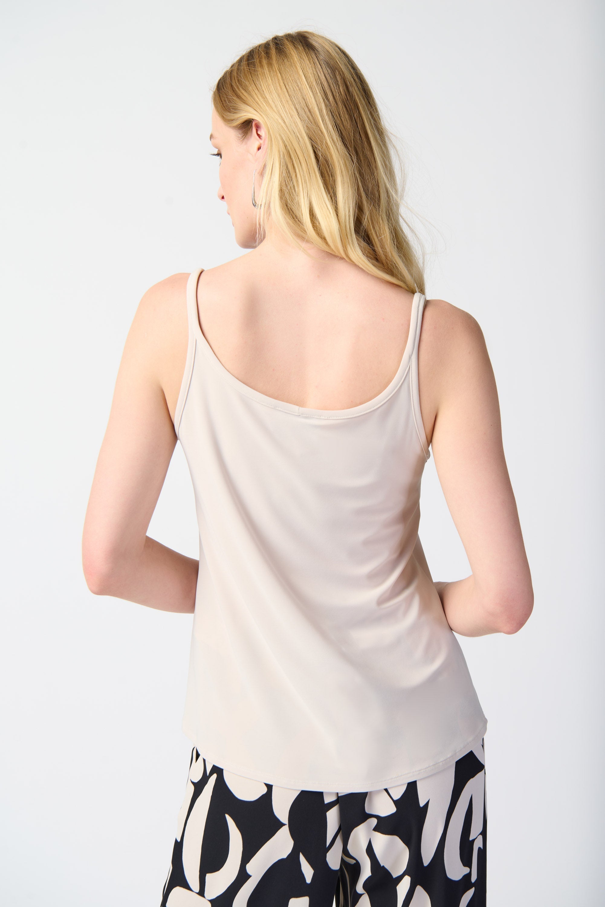 Back view of just the cami in Joseph Ribkoff (241261) Women's 3/4 Sleeve Mesh & Silky Knit Two Piece Top with Removeable Cami in Moonstone Beige