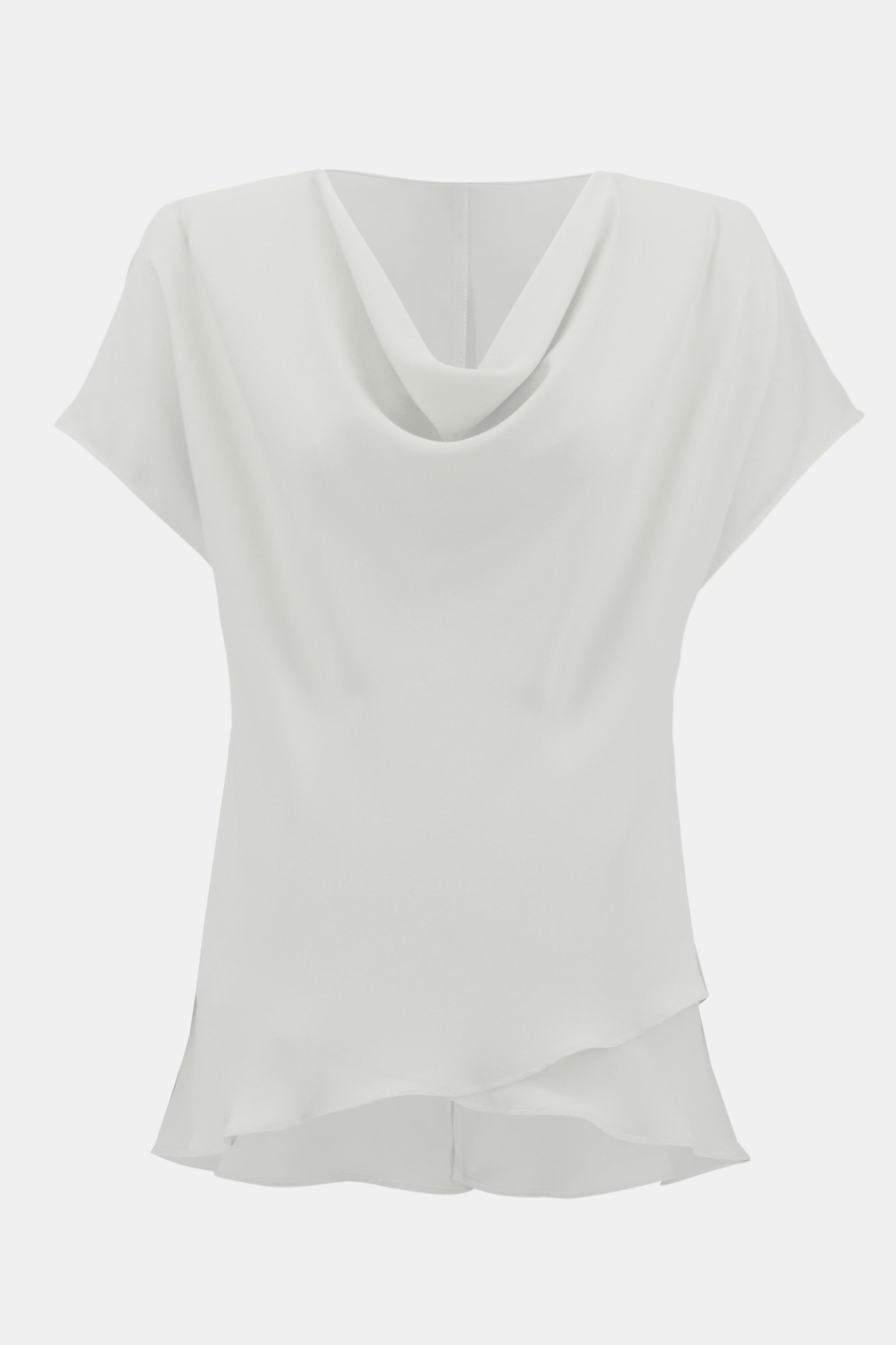 Joseph Ribkoff (242027) Women's Short Dolman Sleeve Georgette Fit and Flare Layered Top with Cowl Neck in Vanilla White