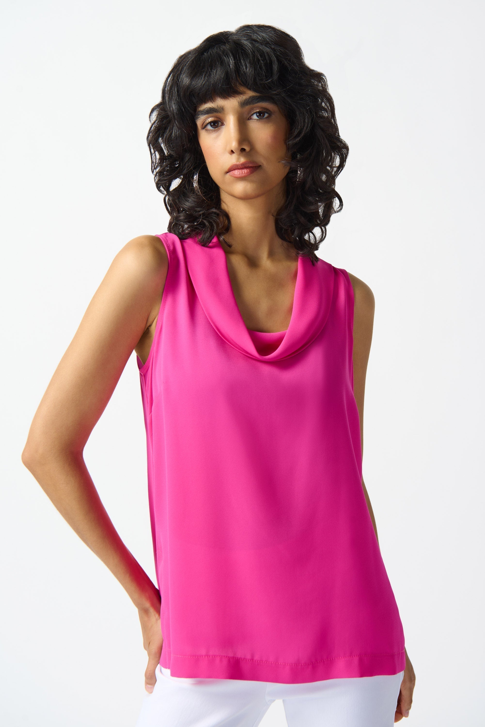 Joseph Ribkoff (242083) Women's Sleeveless Cowl Neck Georgette Blouse in Bright Pink