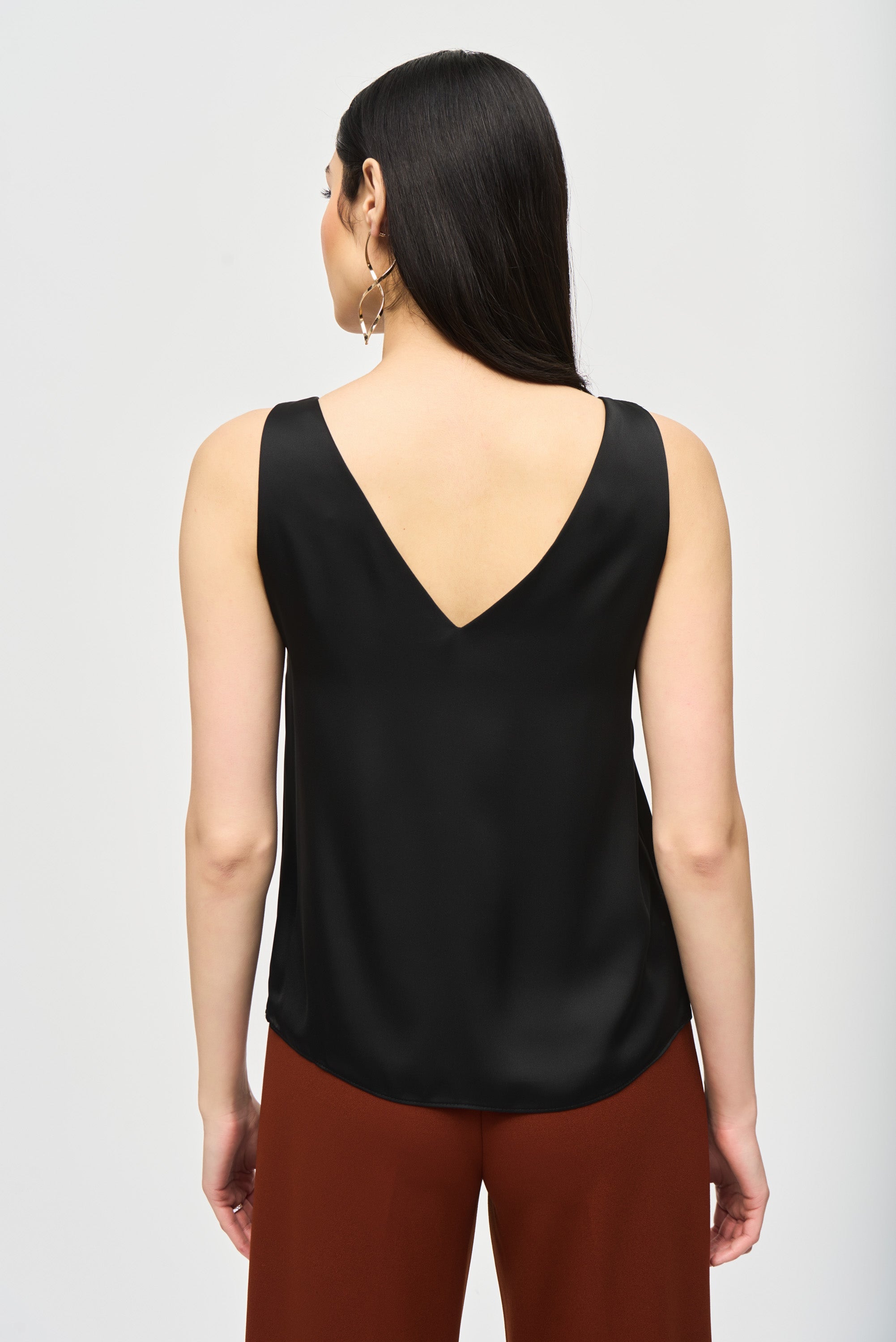 Joseph Ribkoff (243110) Women's Sleeveless V-neck & Back  Satin Tank Top in Black