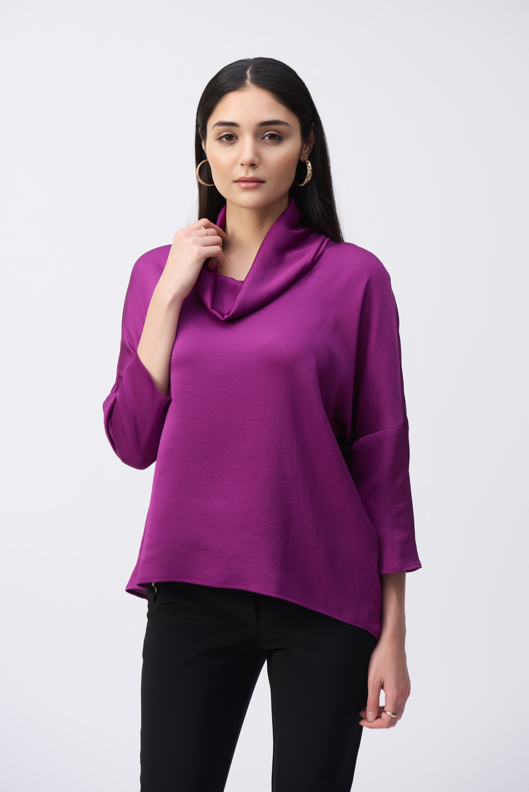 Satin Cowl Collar Top