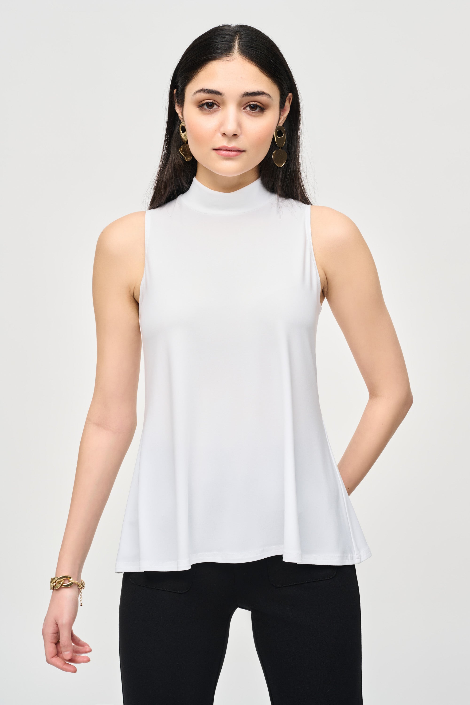 Joseph Ribkoff (243253) Silky Knit Fit and Flare Sleeveless Top in White