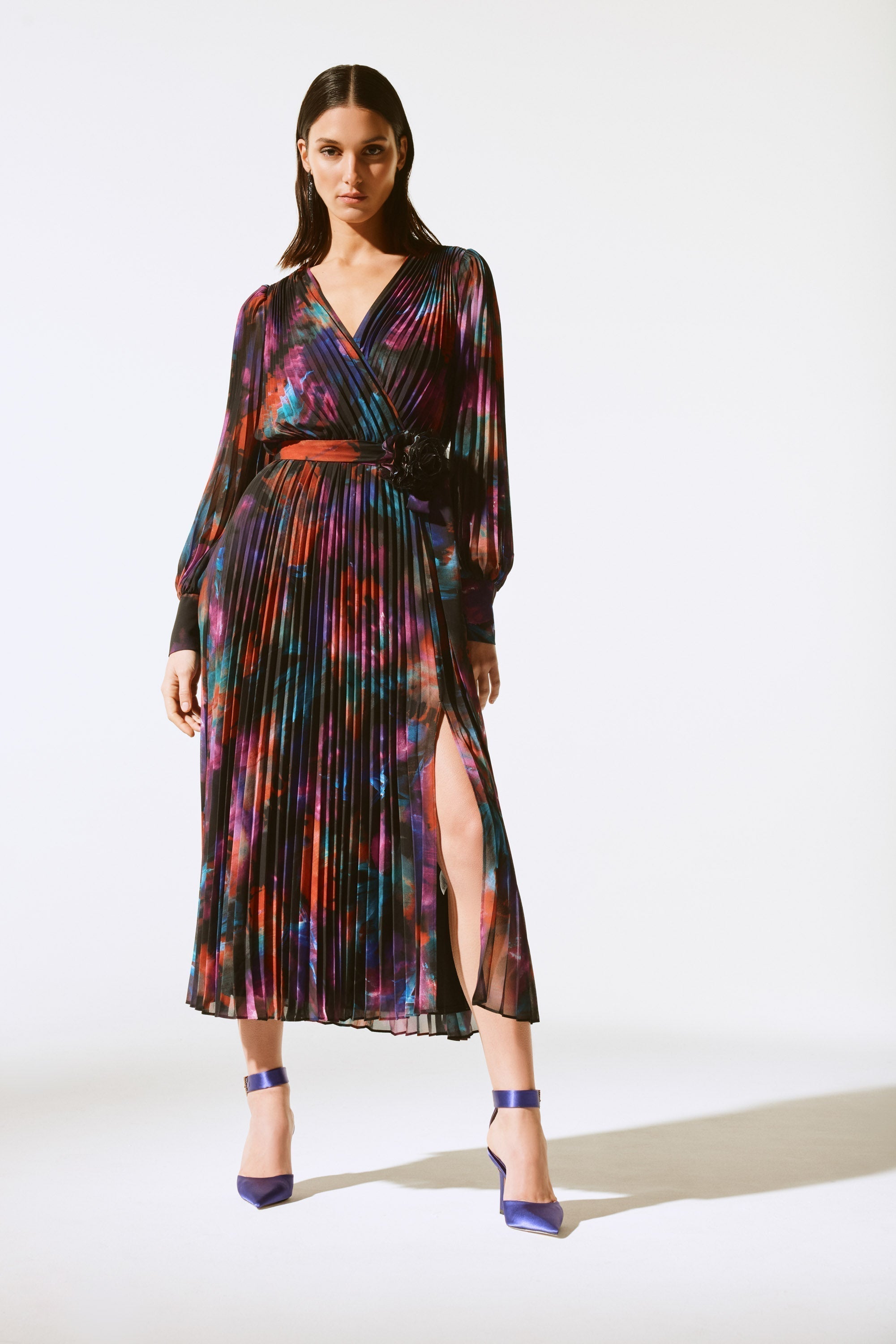 Coco print pleat trapeze midi dress best sale