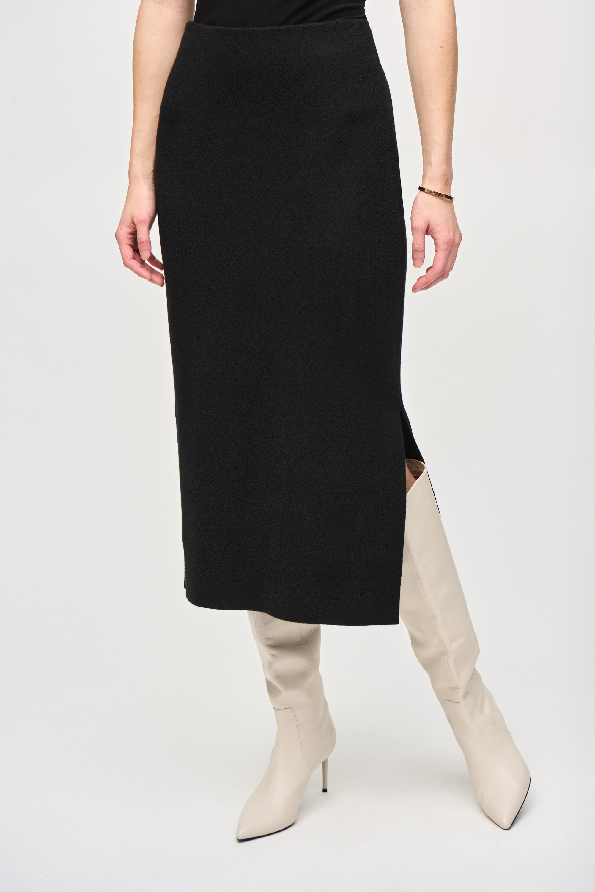 Joseph Ribkoff (243967) Sweater Knit Midi Skirt in Black Close Up