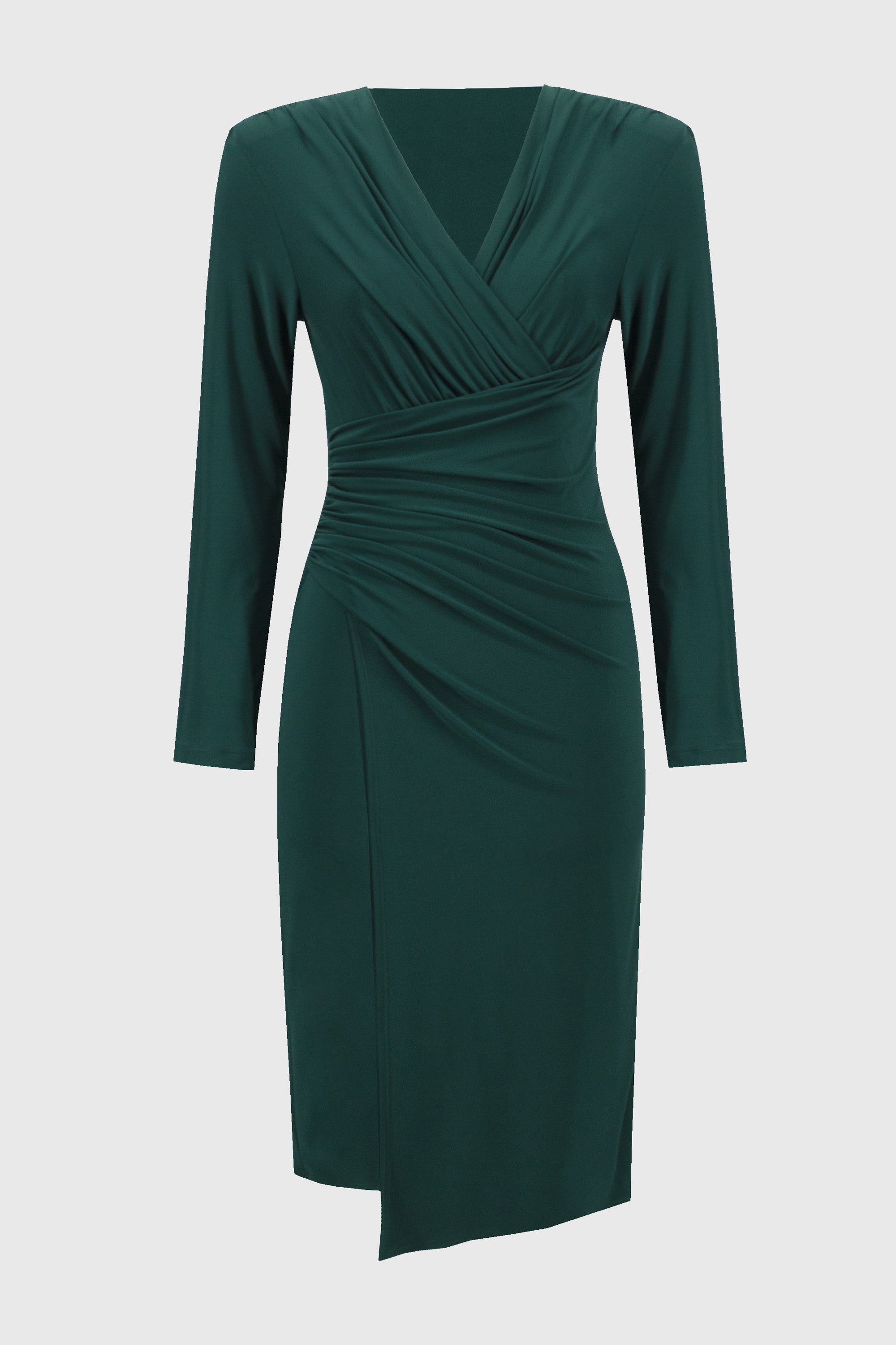 Off-Figure Joseph Ribkoff (244024)  Women's Long Sleeve Silky Knit Wrap Dress in Absolute Green