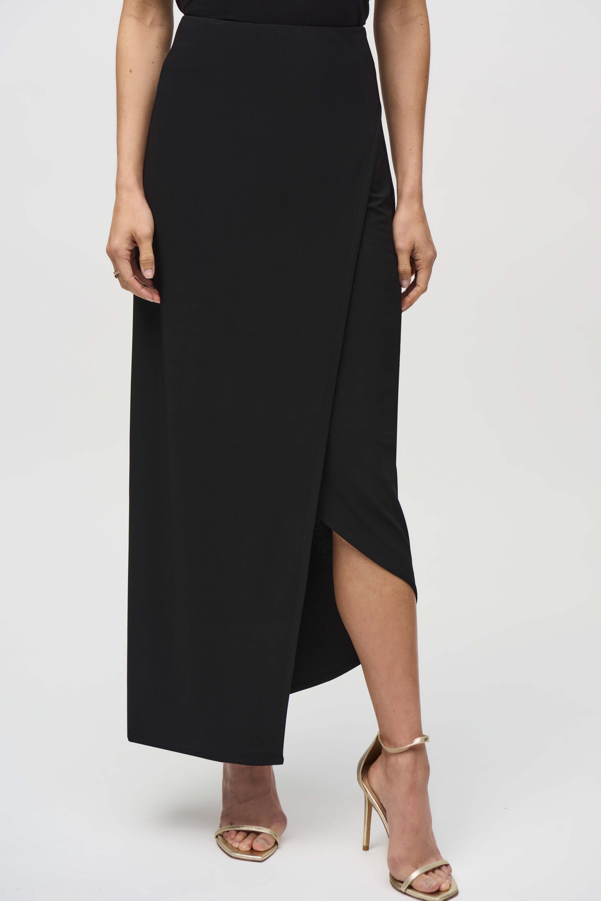 Joseph Ribkoff (244091) Silky Knit Asymmetrical Pull-on Skirt in Black