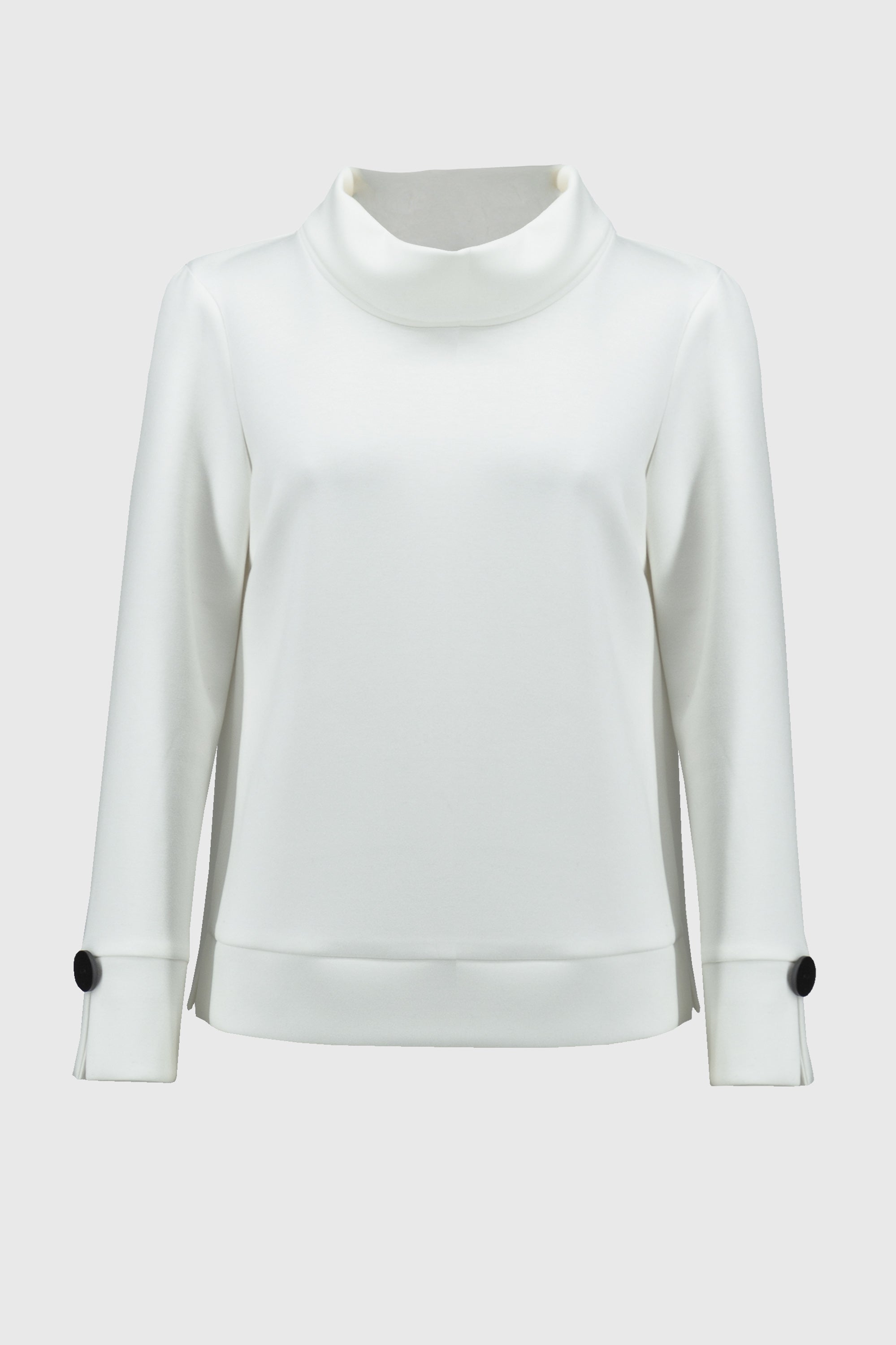 Off-Figure Joseph Ribkoff (244129) Long Sleeve Cowl Neck Scuba Jersey Boxy Top in Off-White