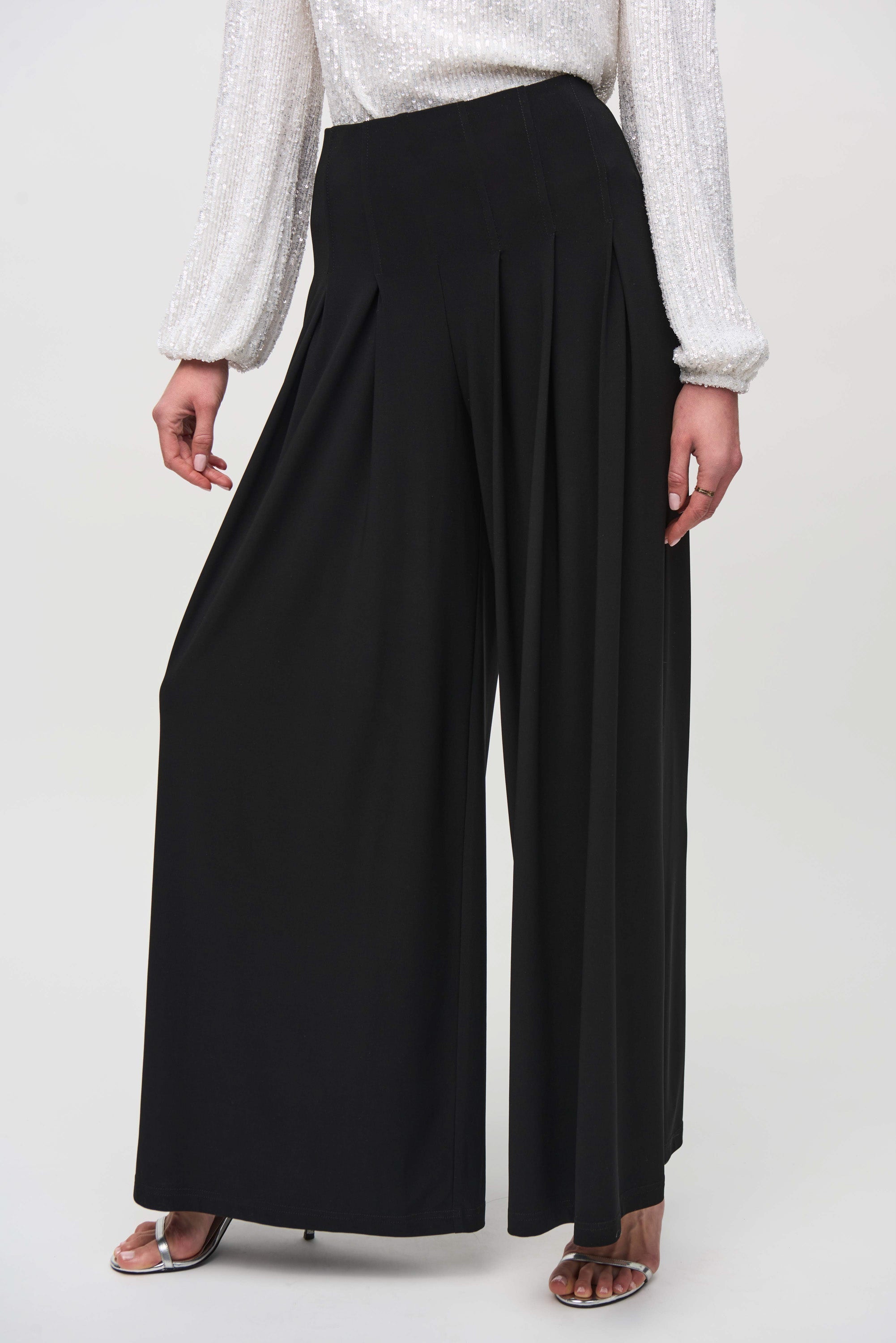 Joseph Ribkoff (244151) Silky Knit Wide-Leg Pull-On Pants in Black