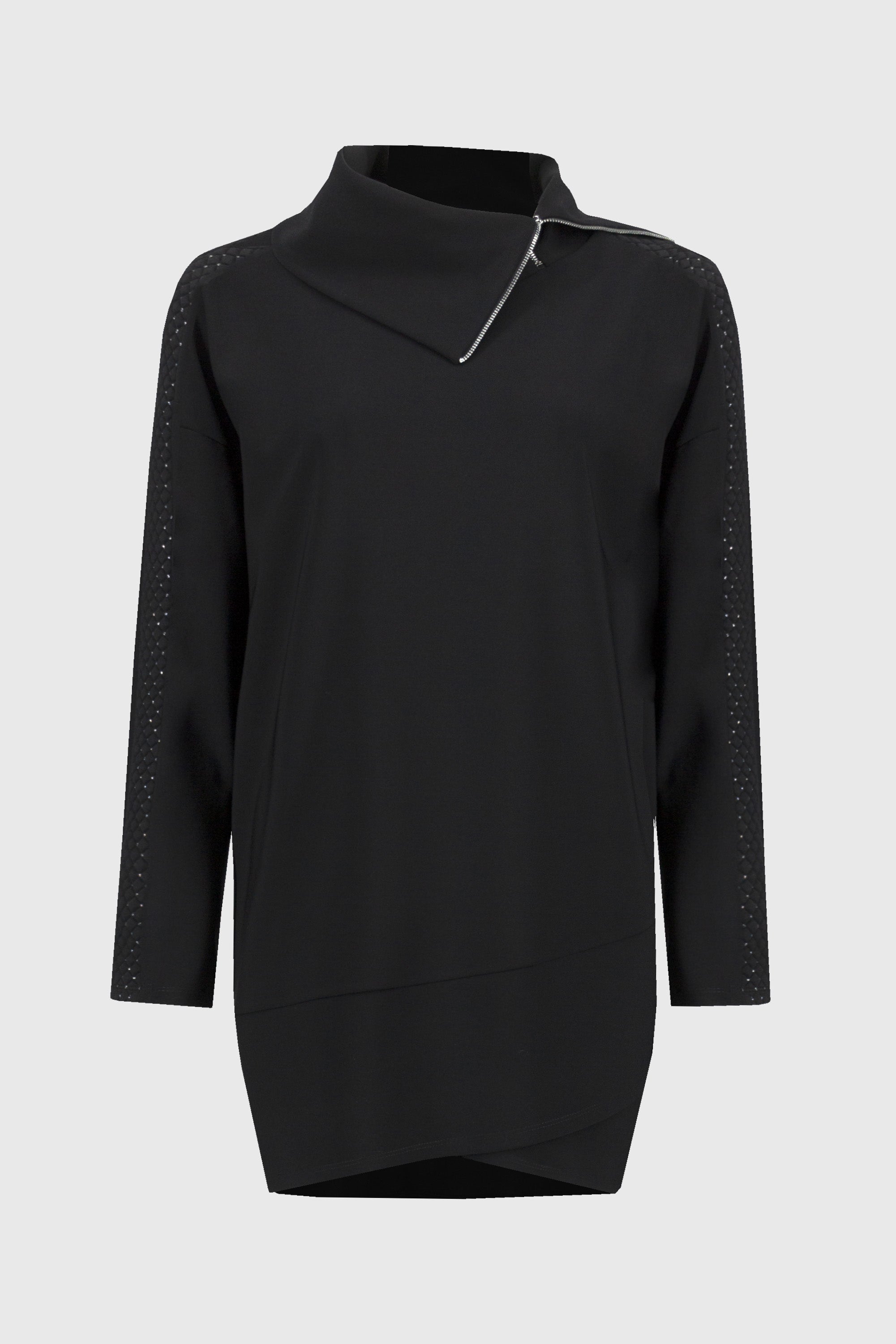 Off-Figure Joseph Ribkoff (244158) Long Sleeve Silky Knit Tunic With Lurex Quilting Inserts in Black 