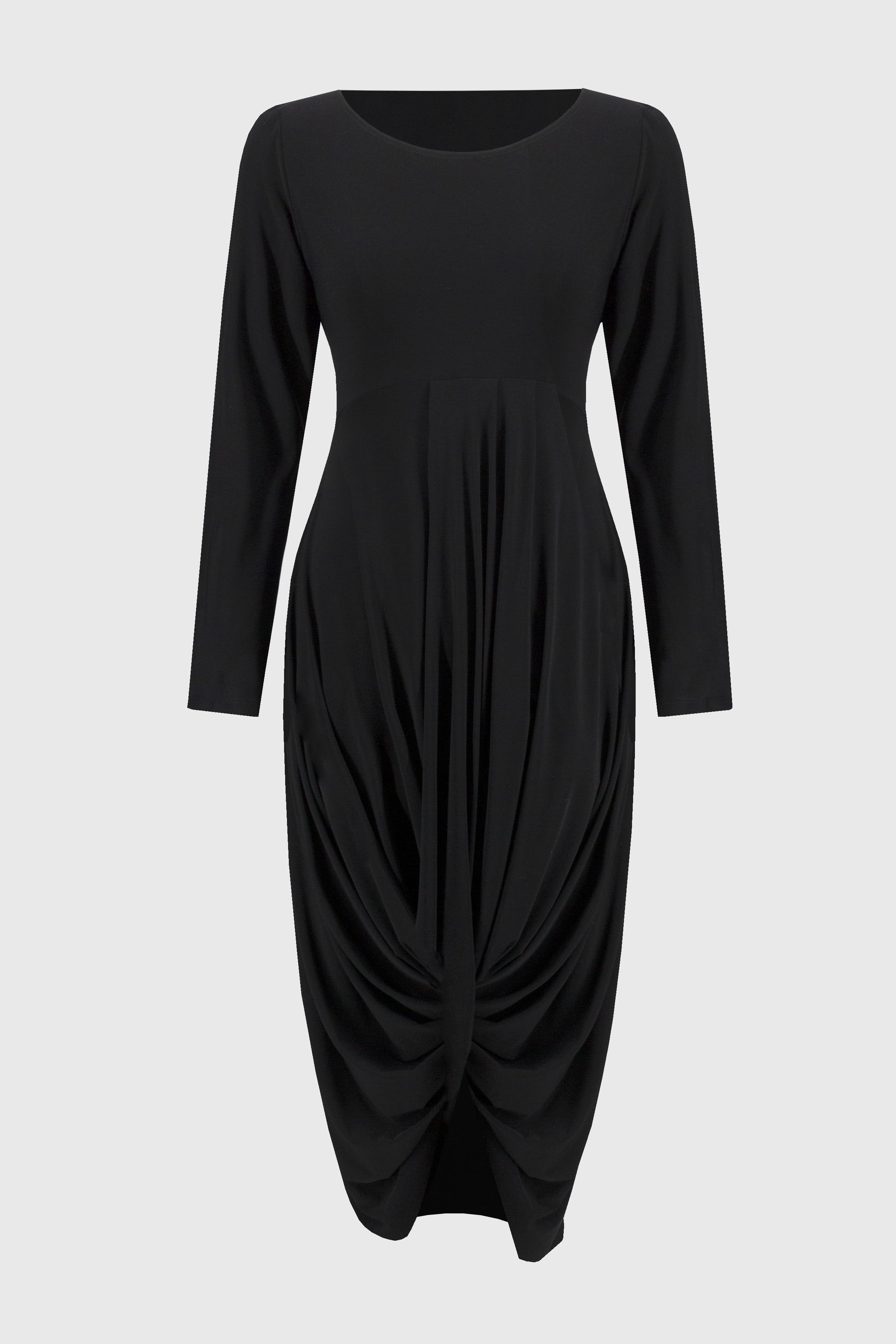 Off-Figure Joseph Ribkoff (244250) Long Sleeve Silky Knit Cocoon Dress in Black