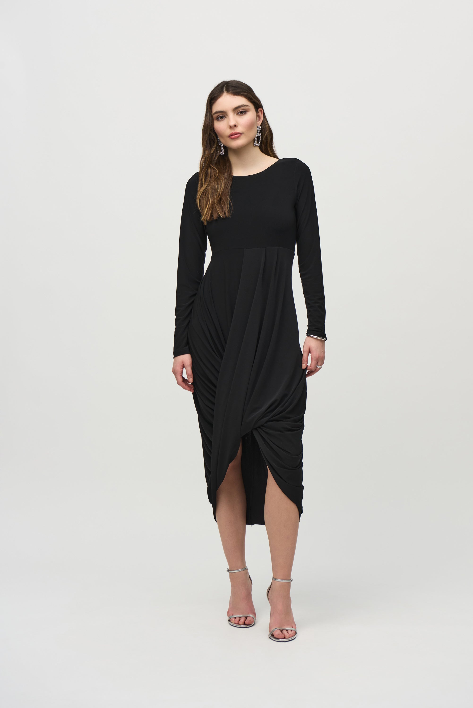 Joseph Ribkoff (244250) Long Sleeve Silky Knit Cocoon Dress in Black