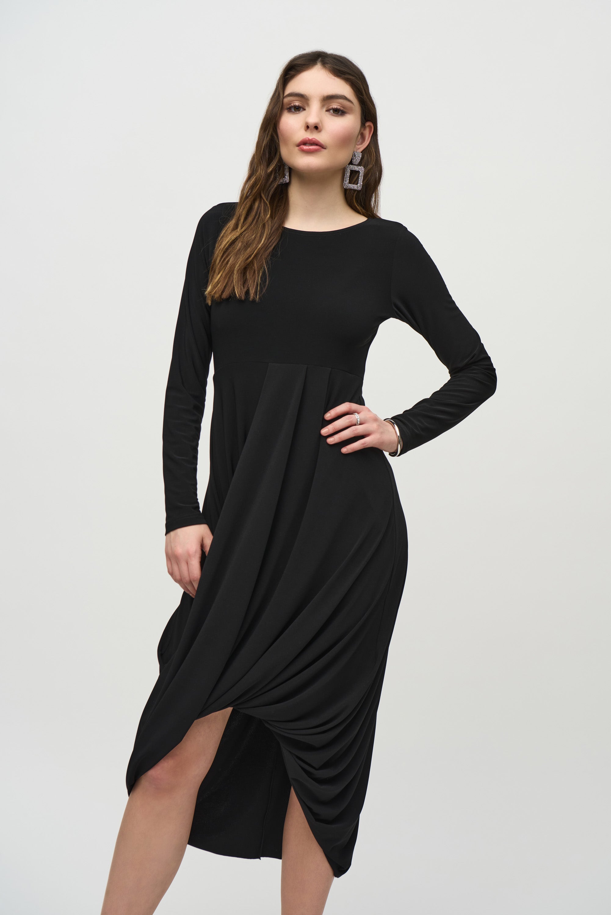 Joseph Ribkoff (244250) Long Sleeve Silky Knit Cocoon Dress in Black