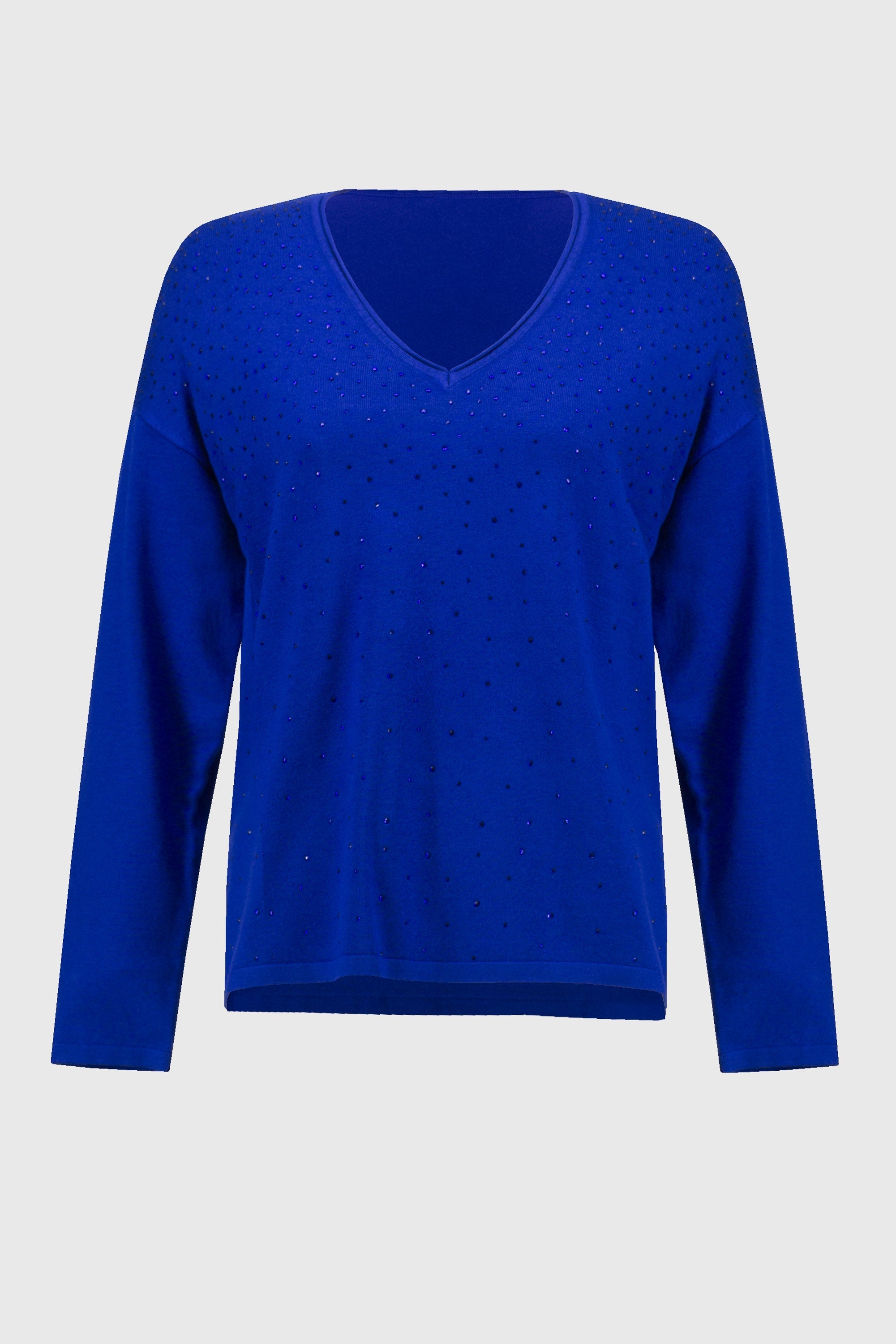 Off Figure Joseph Ribkoff (244923) Long Sleeve Sweater Knit V-Neck Pullover in Blue