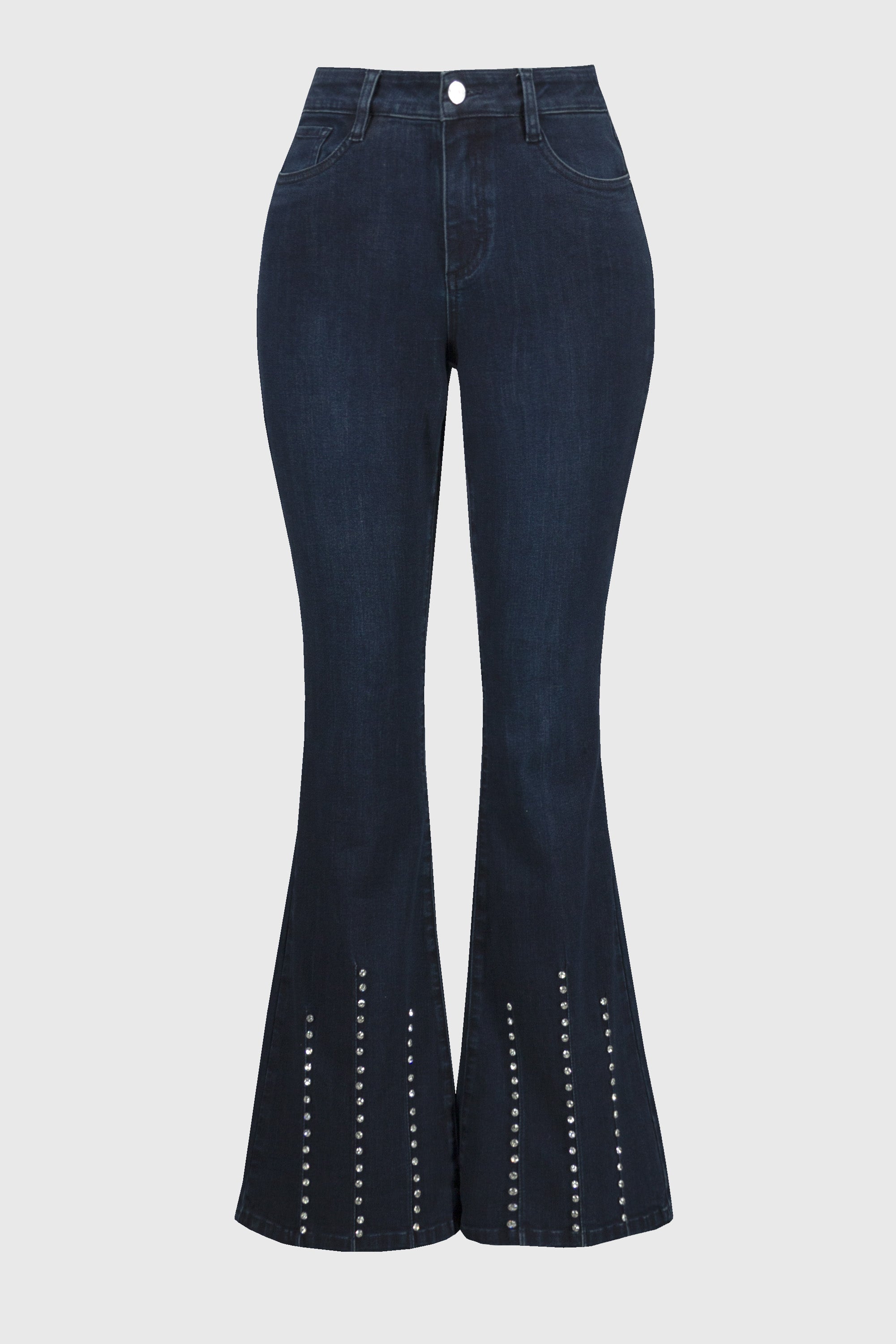 Off-Figure Joseph Ribkoff (244946) Classic Flared Denim Pants with Stone Rivets in Indigo