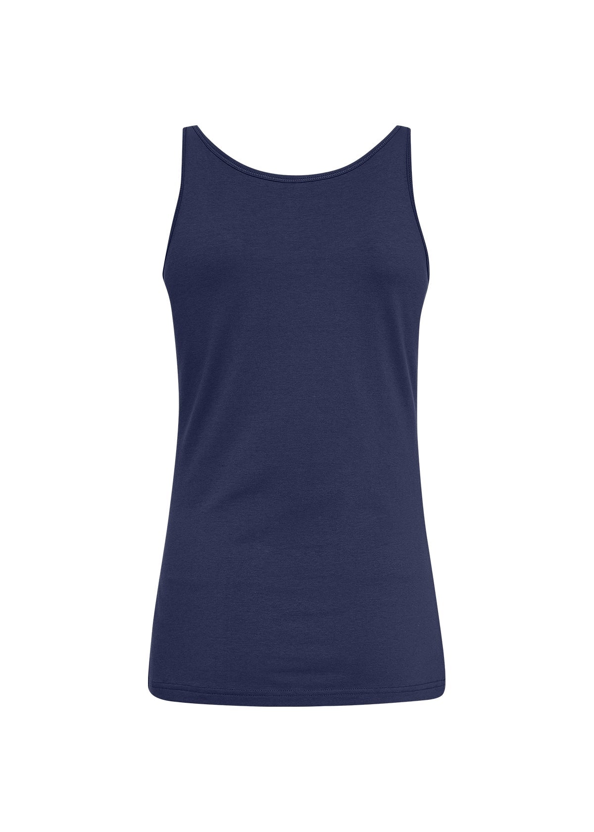 Back view of Soya Concept (24743) Women's Sleeveless Scoop Neck Tank Top in Iris Navy Blue