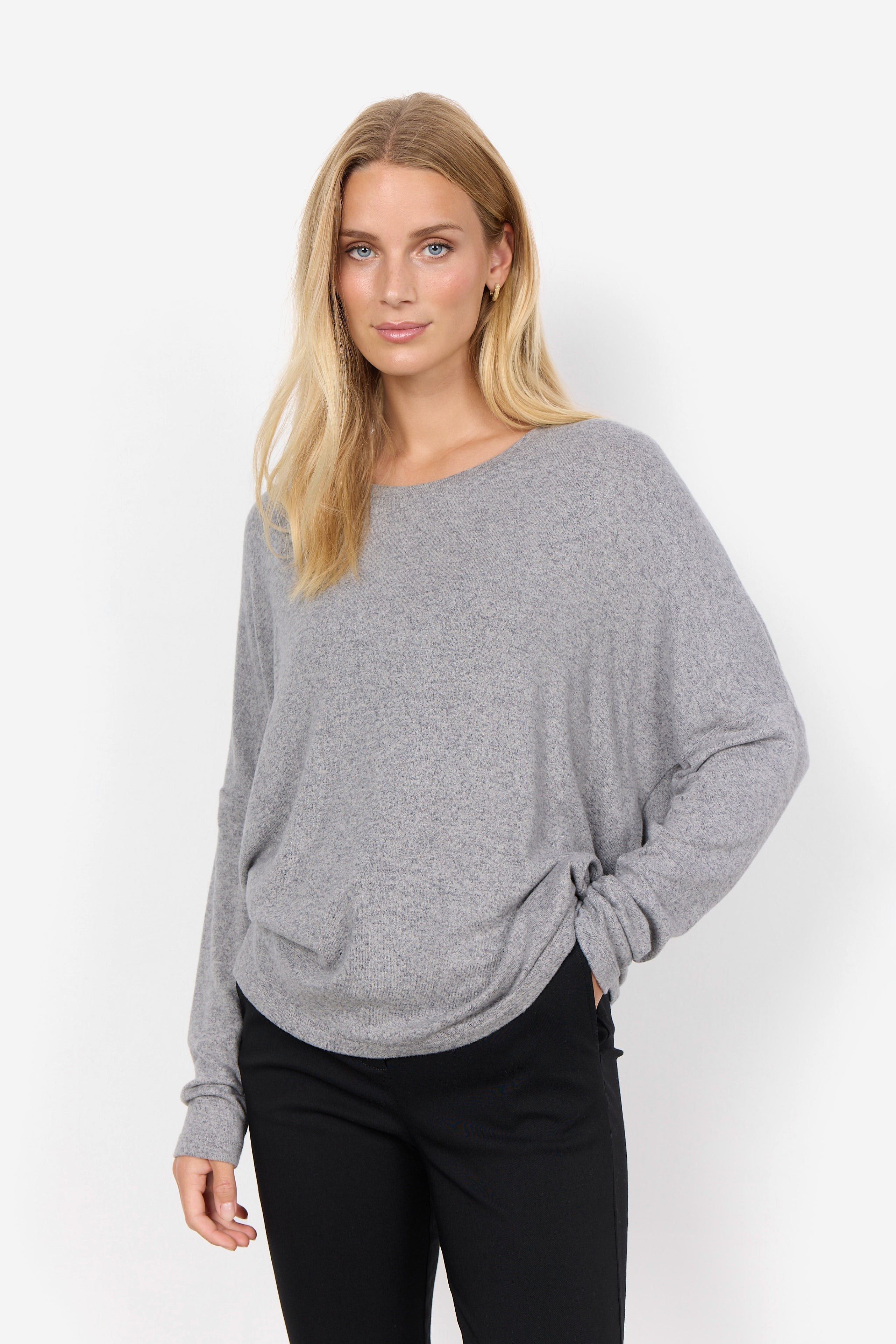 Soya Concept (24788) Women's Biara Long Sleeve Brushed Knit Top in Grey