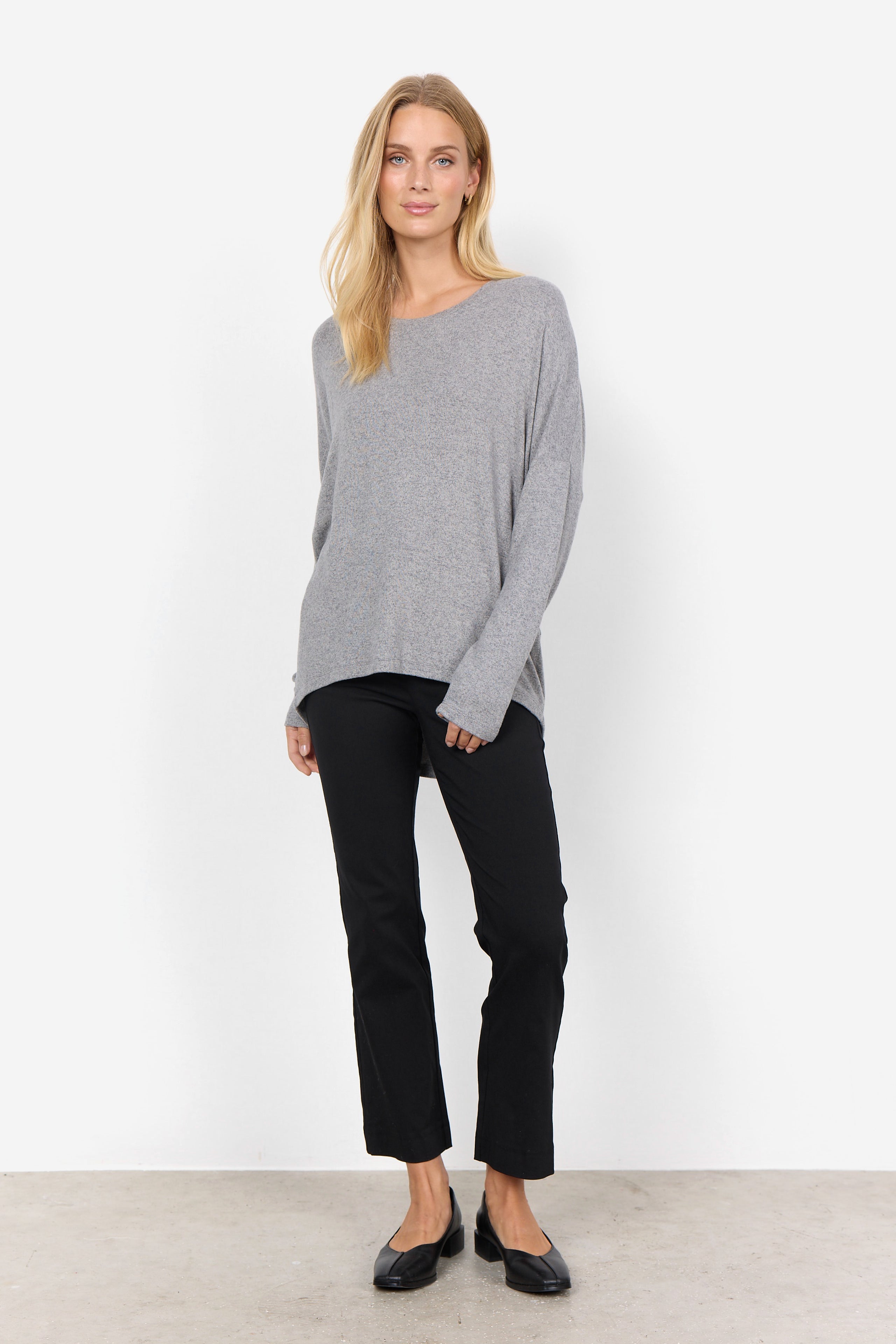 Soya Concept (24788) Women's Biara Long Sleeve Brushed Knit Top in Grey