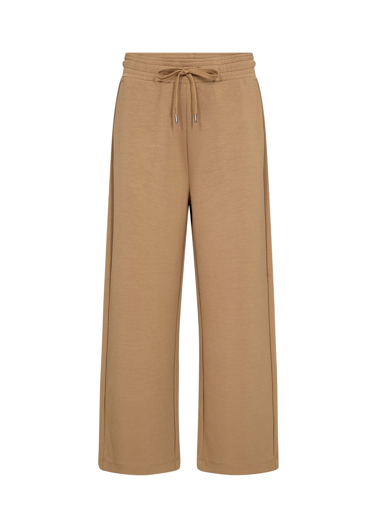 Soya Concept (25328) Women's High Waist, Wide Leg Banu Brushed Knit Drawstring Pants in Brown