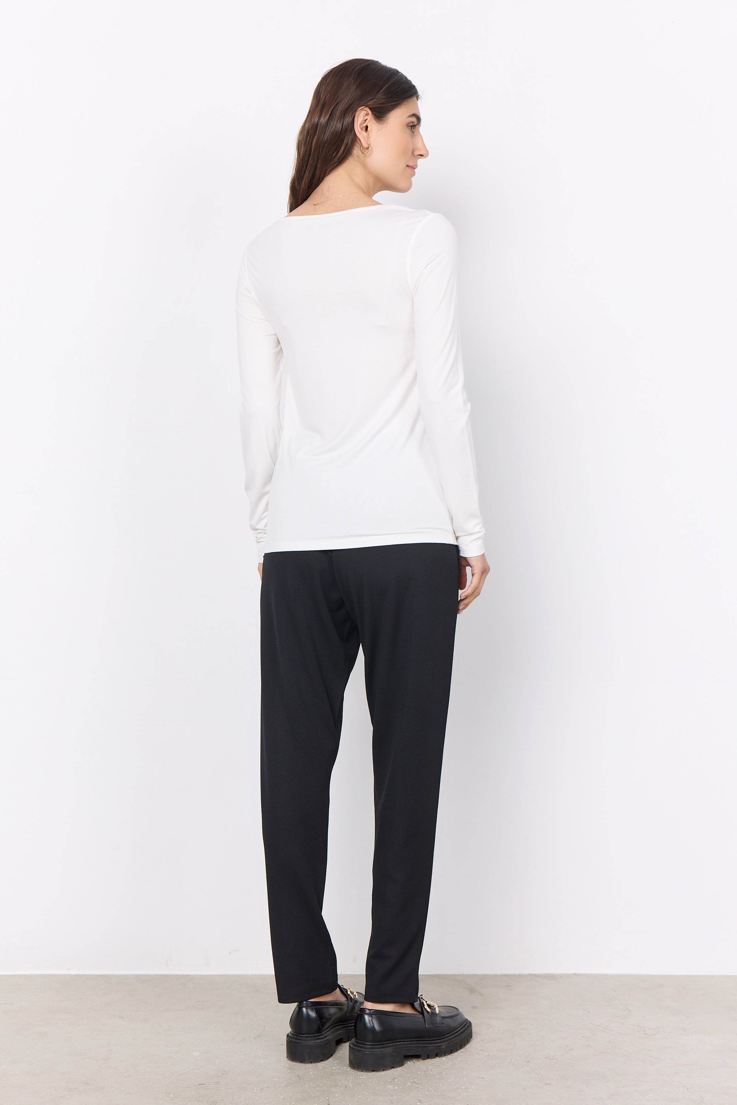 Back view of Soya Concept (26002) - Women's Marcia Long Sleeve Round Neck  Top in  Off White